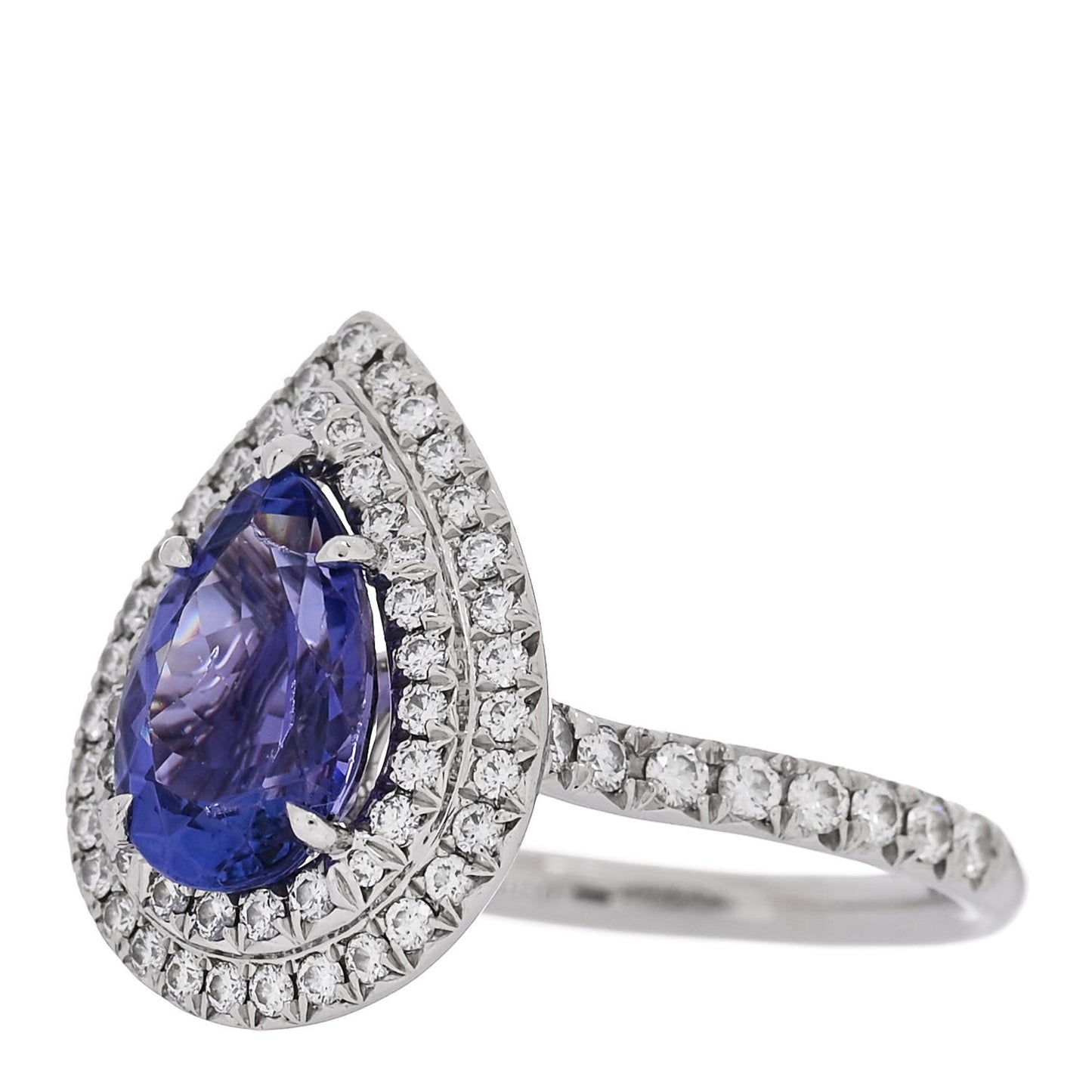 Platinum Diamond Tanzanite Soleste Pear Cut Ring 50 5.25