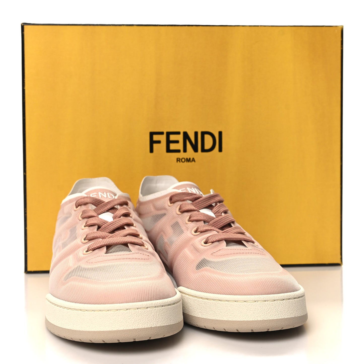 Fabric Mesh Fendi Match Low Top Sneakers 38 Flora White