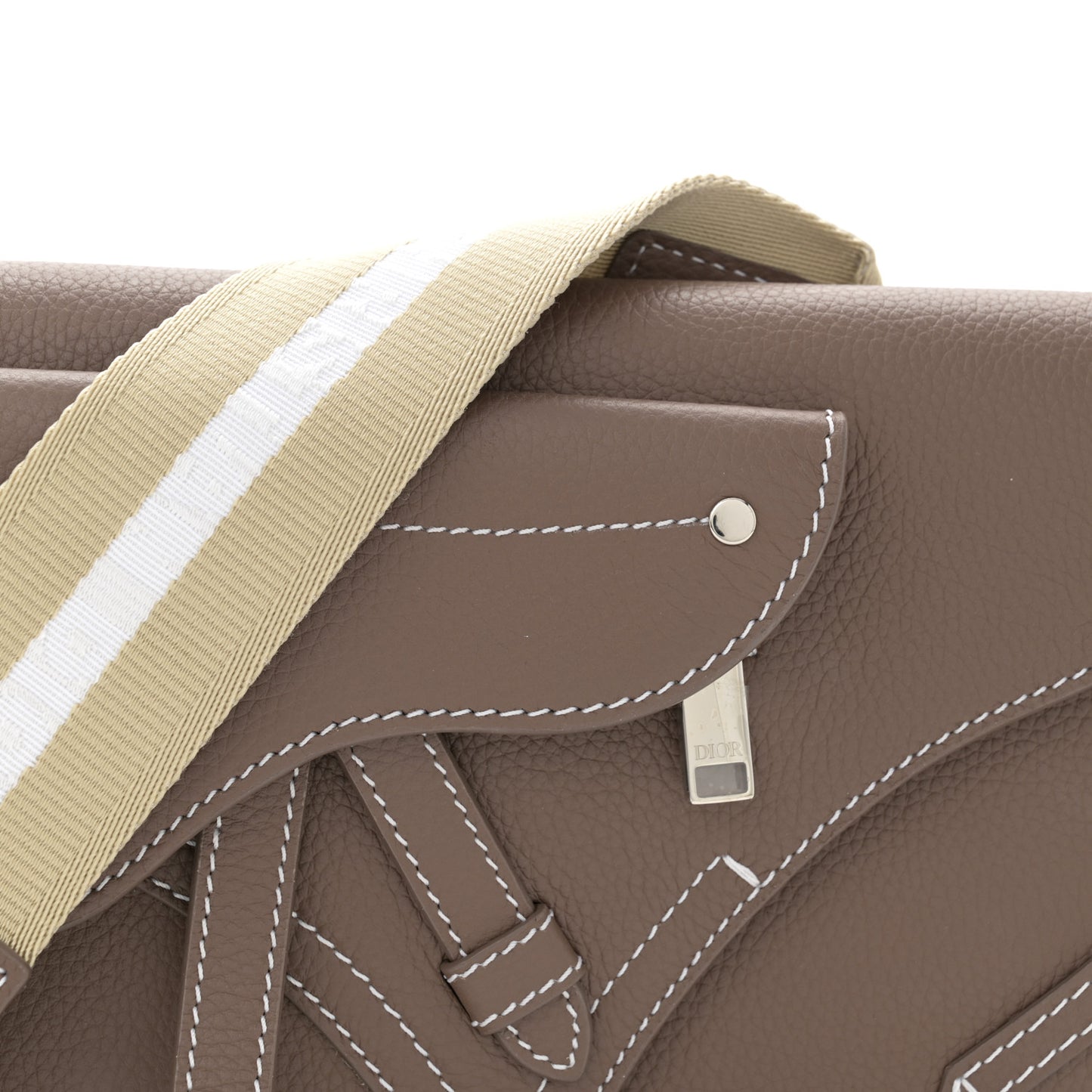 X KAWS Grained Calfskin Saddle Pouch Marron Multicolor