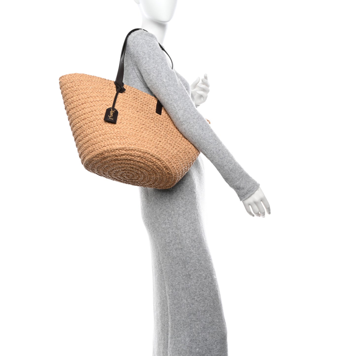 Raffia Calfskin Medium Panier Tote