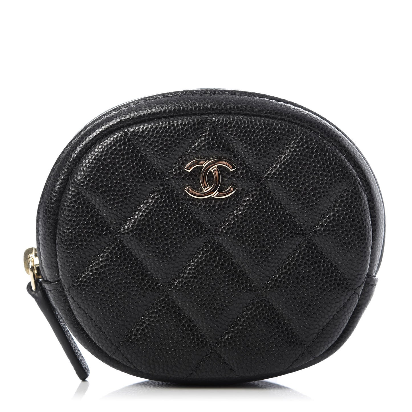 Caviar Quilted Zip Around Classic Coin Purse Black