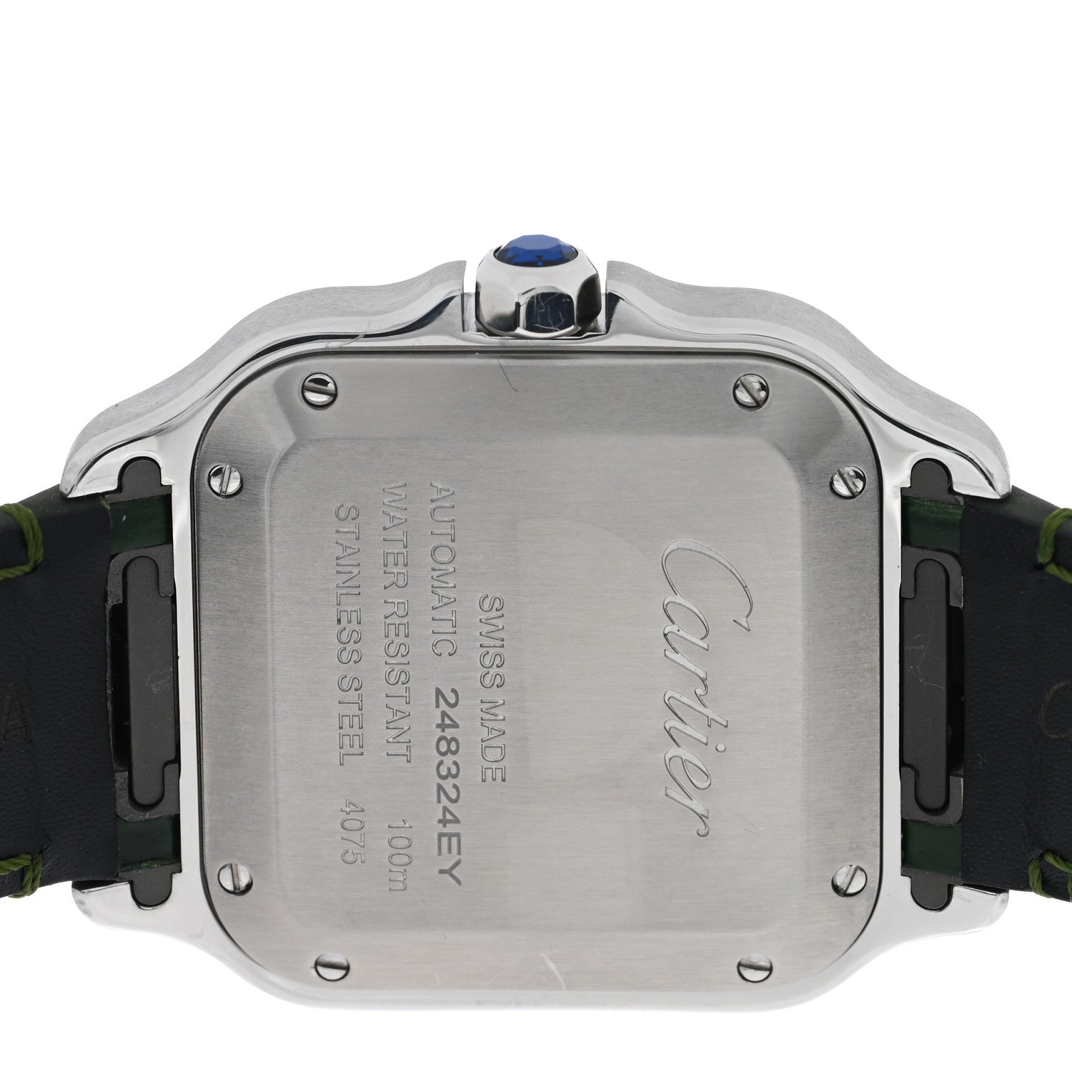 Cartier Stainless Steel Alligator 35mm Santos de Cartier Automatic Watch Green 4 of 6
