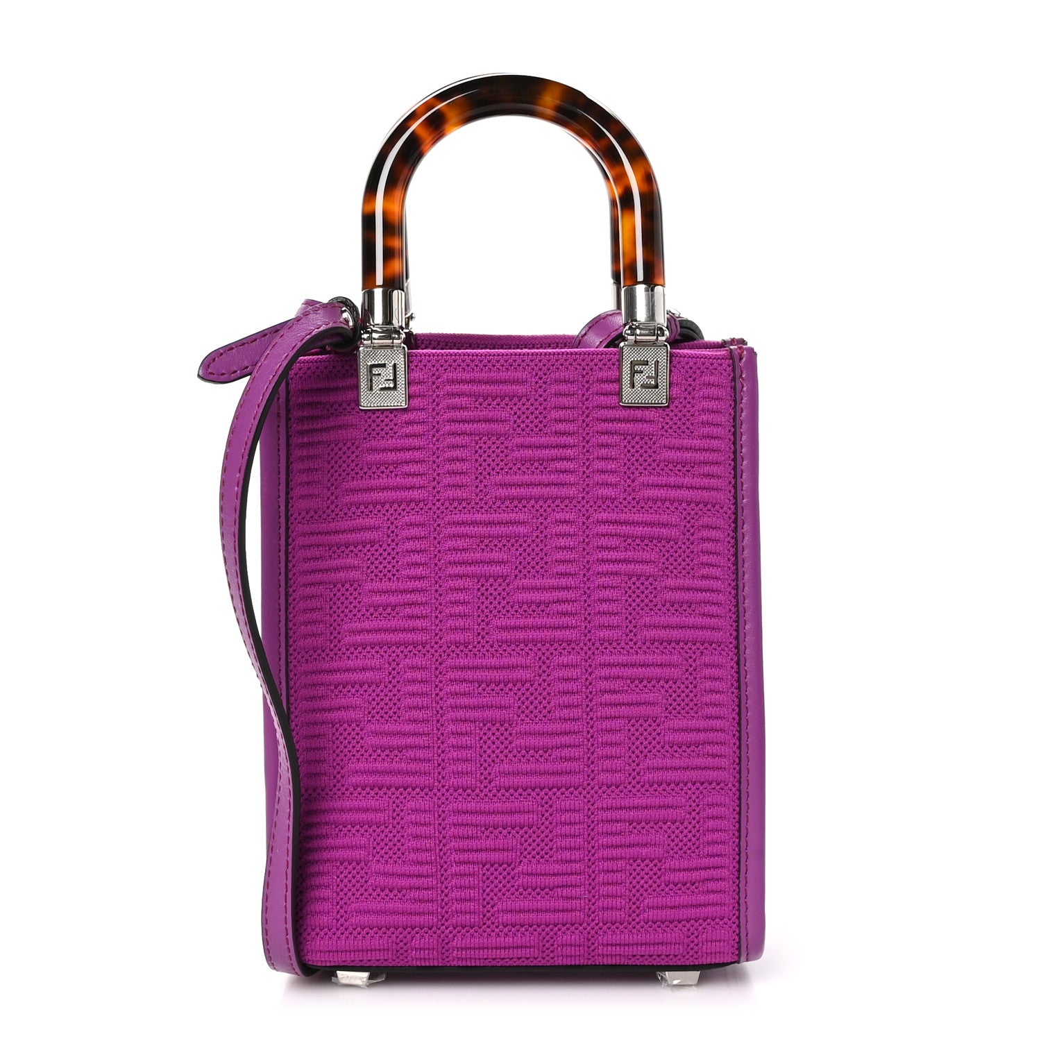 Fendi Technical Fabric Vitello Ceylon Plexiglass FF Mini Fendi Sunshine Shopper Tote Bouganville 1 of 10