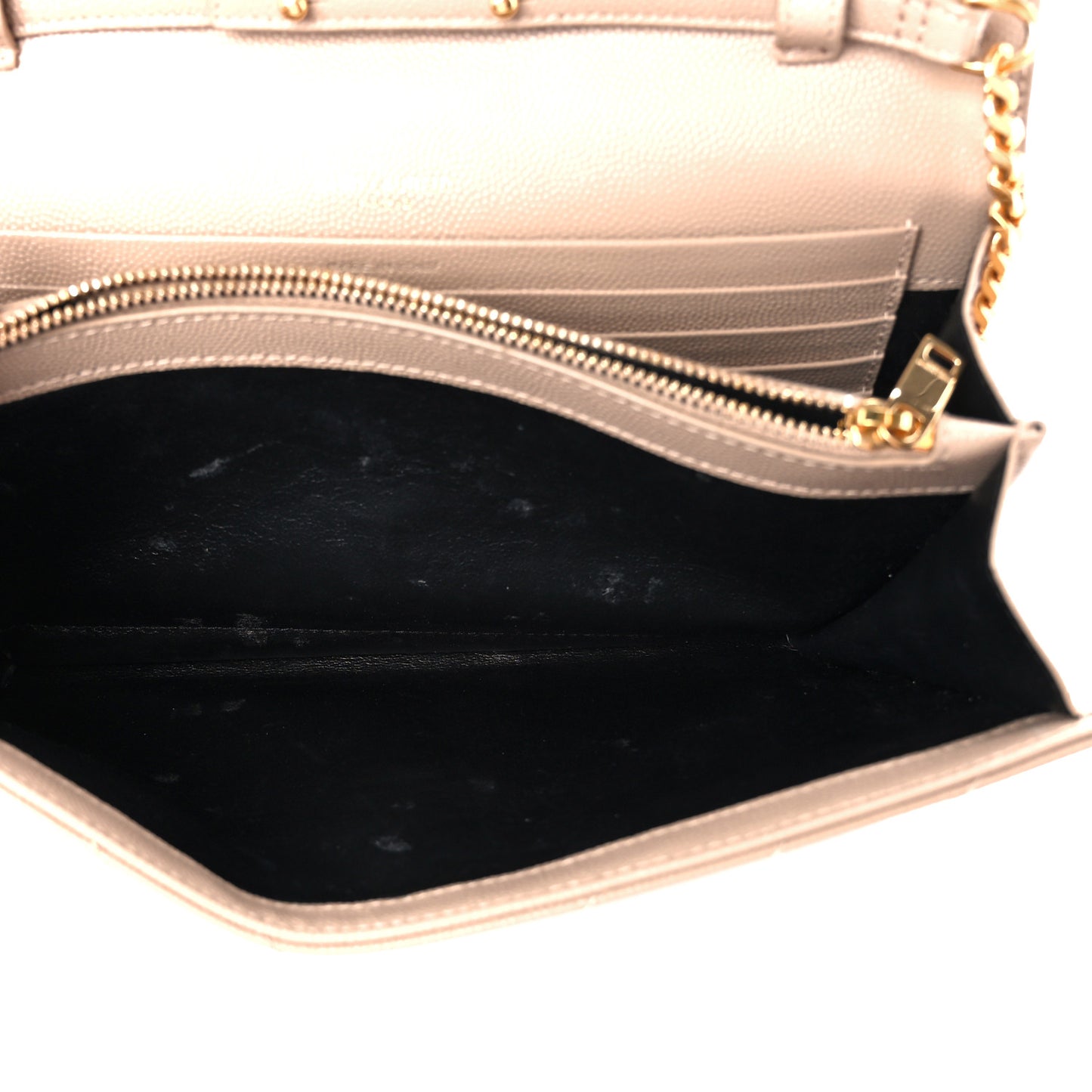Grain De Poudre Matelasse Chevron Monogram Chain Wallet Dark Beige