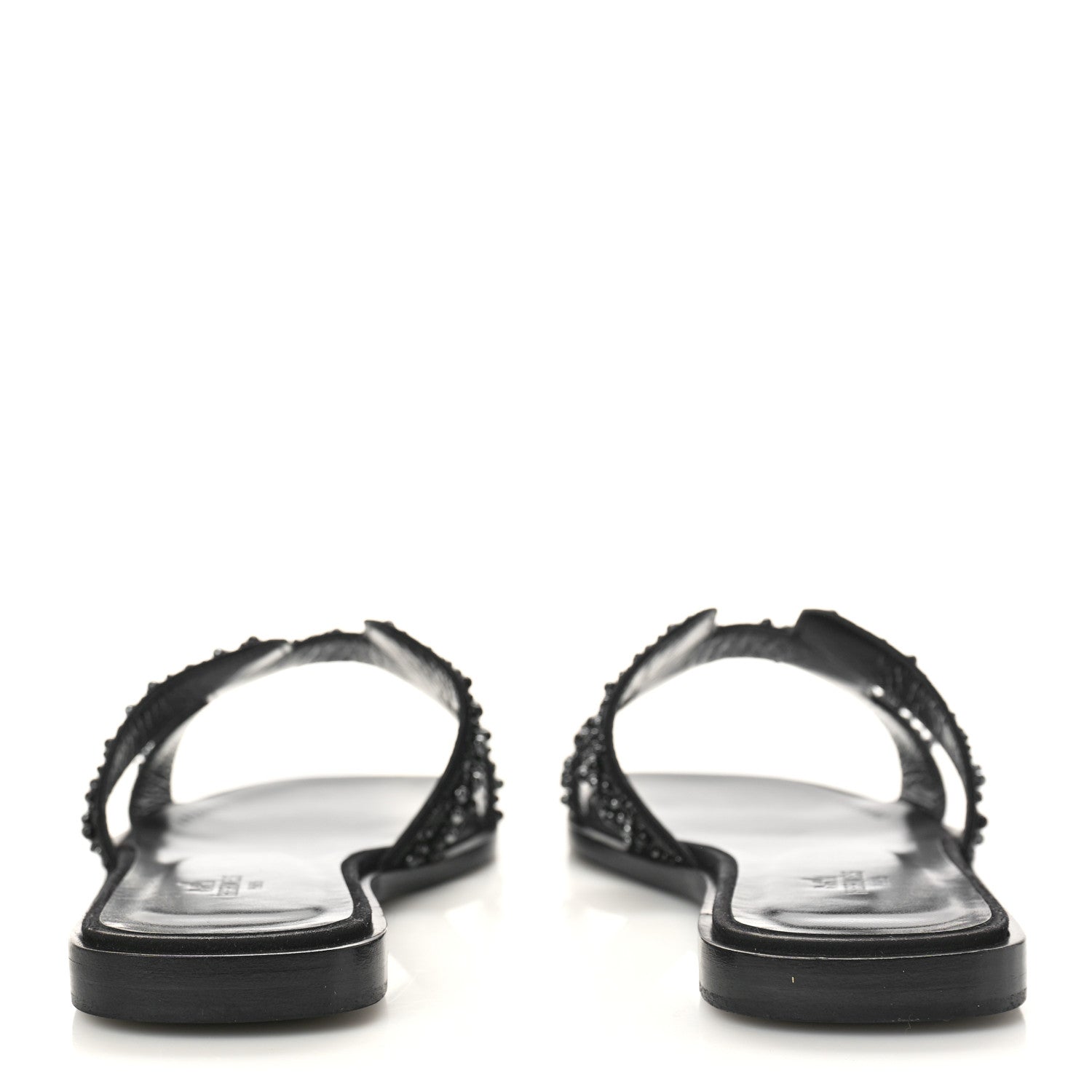 Hermes Suede Beaded Oran Sandals 37 Black 5 of 9