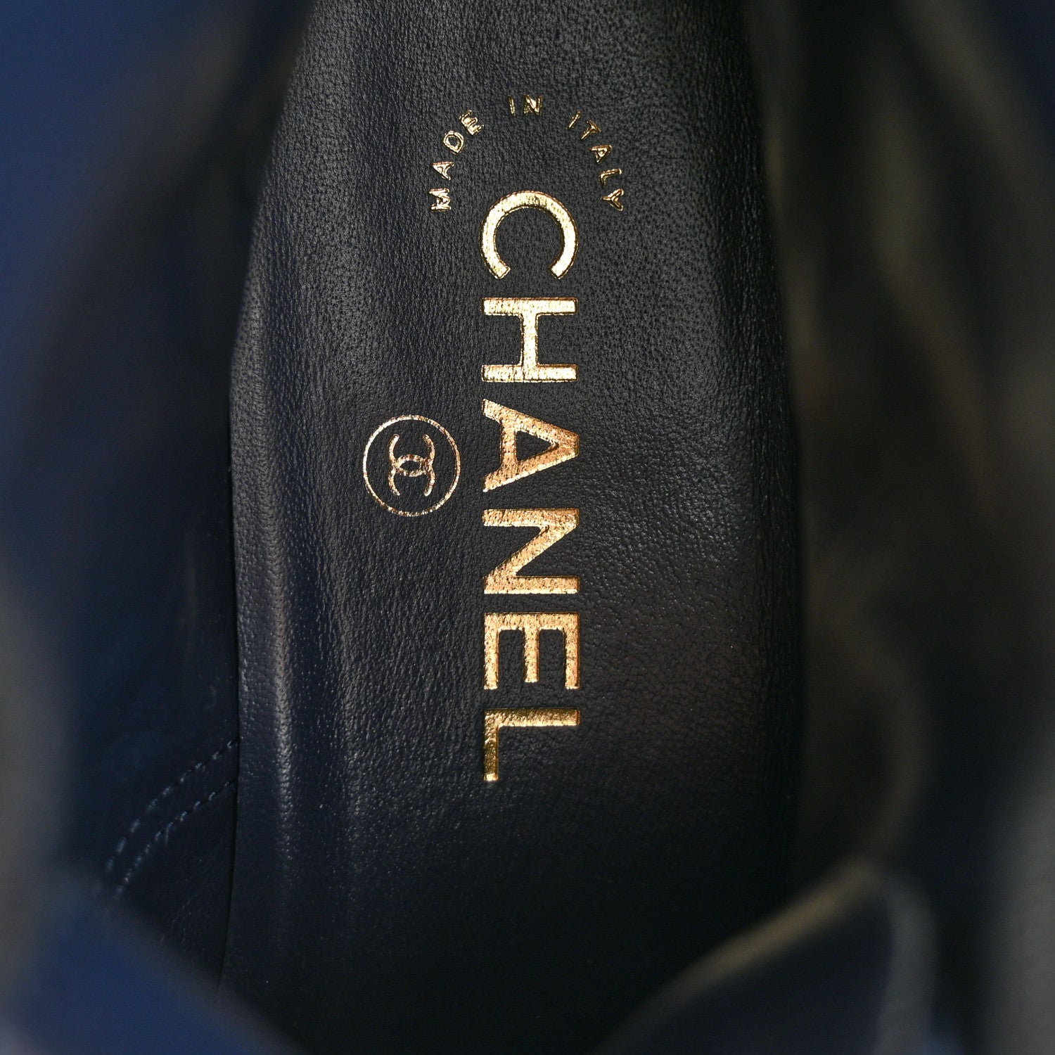 Chanel Denim Patent Lambskin Quilted CC Lace Up Combat Boots 38 Blue Black 7 of 10