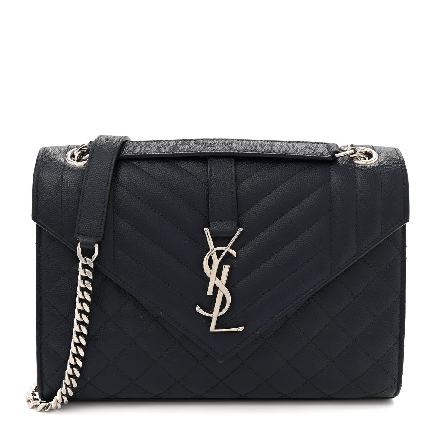 Grain De Poudre Textured Mixed Matelasse Triquilt Medium Monogram Satchel Deep Marine