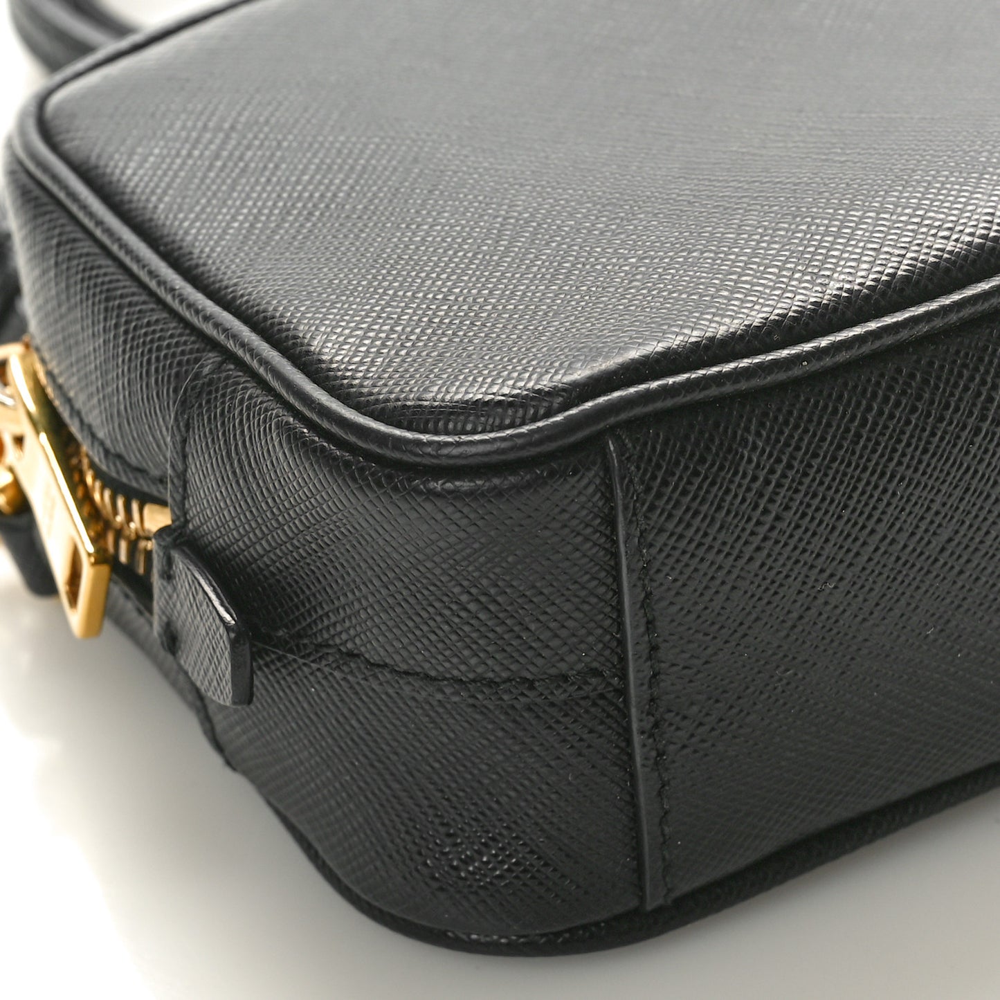 Vitello Daino Medium Double Zip Shoulder Bag Black