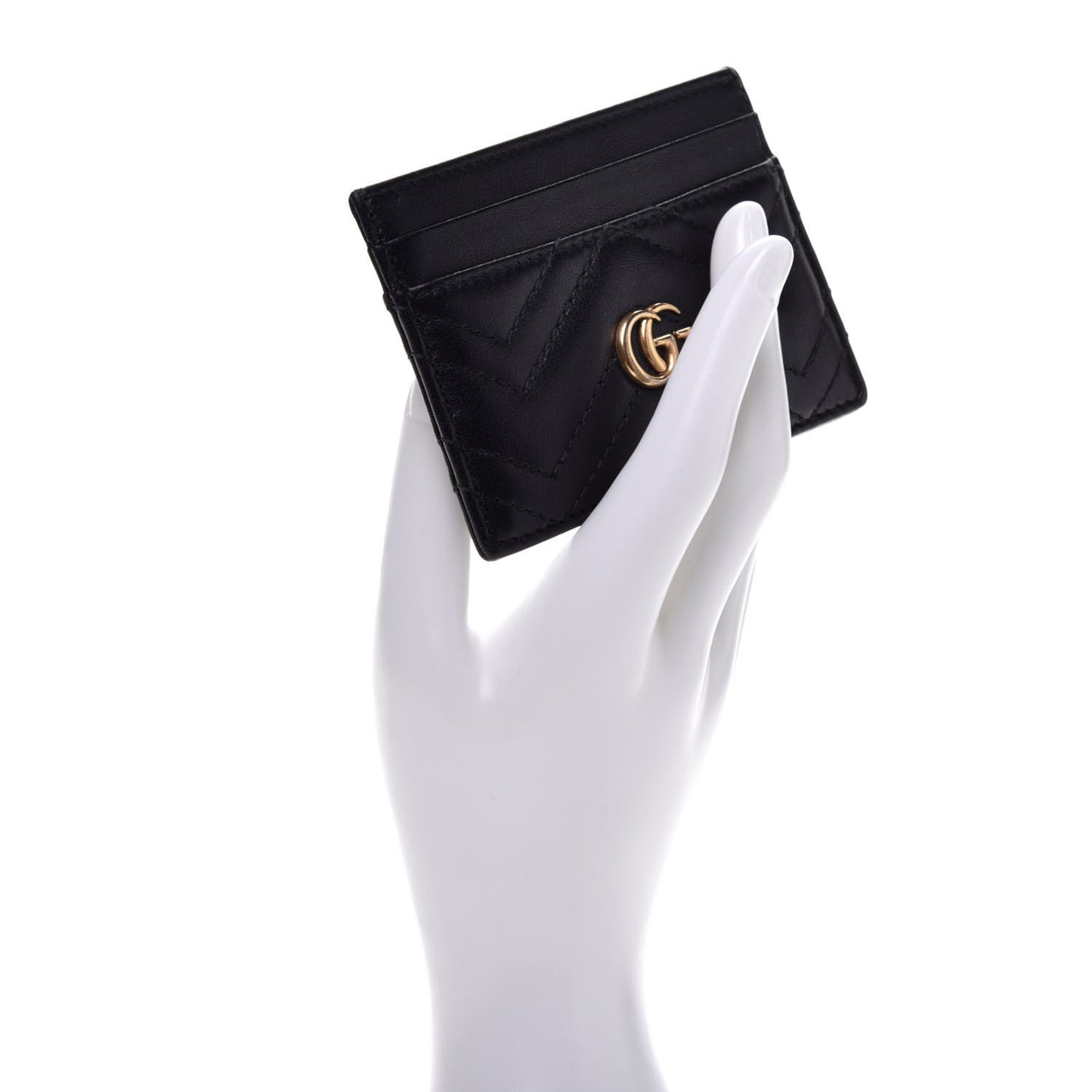 Calfskin Matelasse GG Marmont Card Holder Black