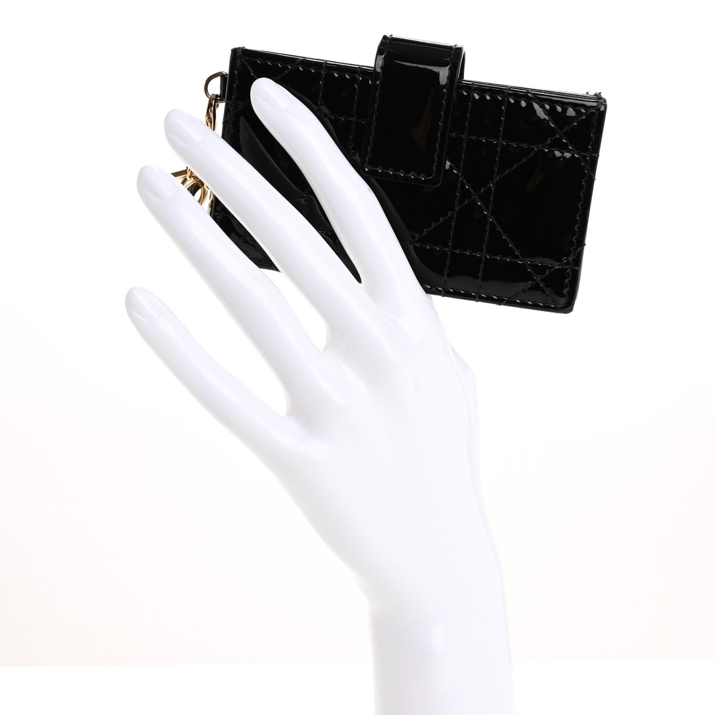 Patent Cannage Lady Dior 5-Gusset Card Holder Black