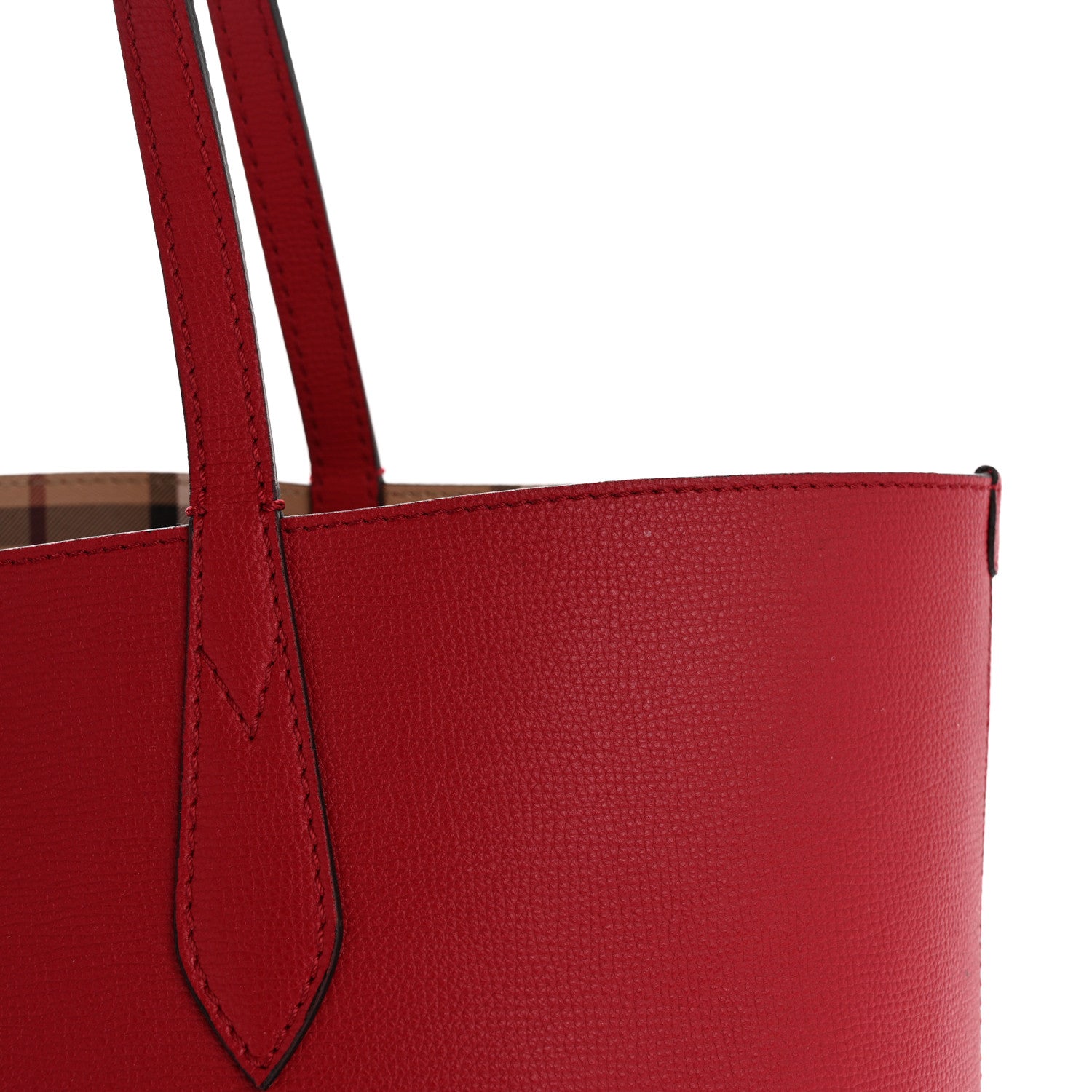 Burberry Haymarket Check Medium Reversible Tote Poppy Red 19 of 21