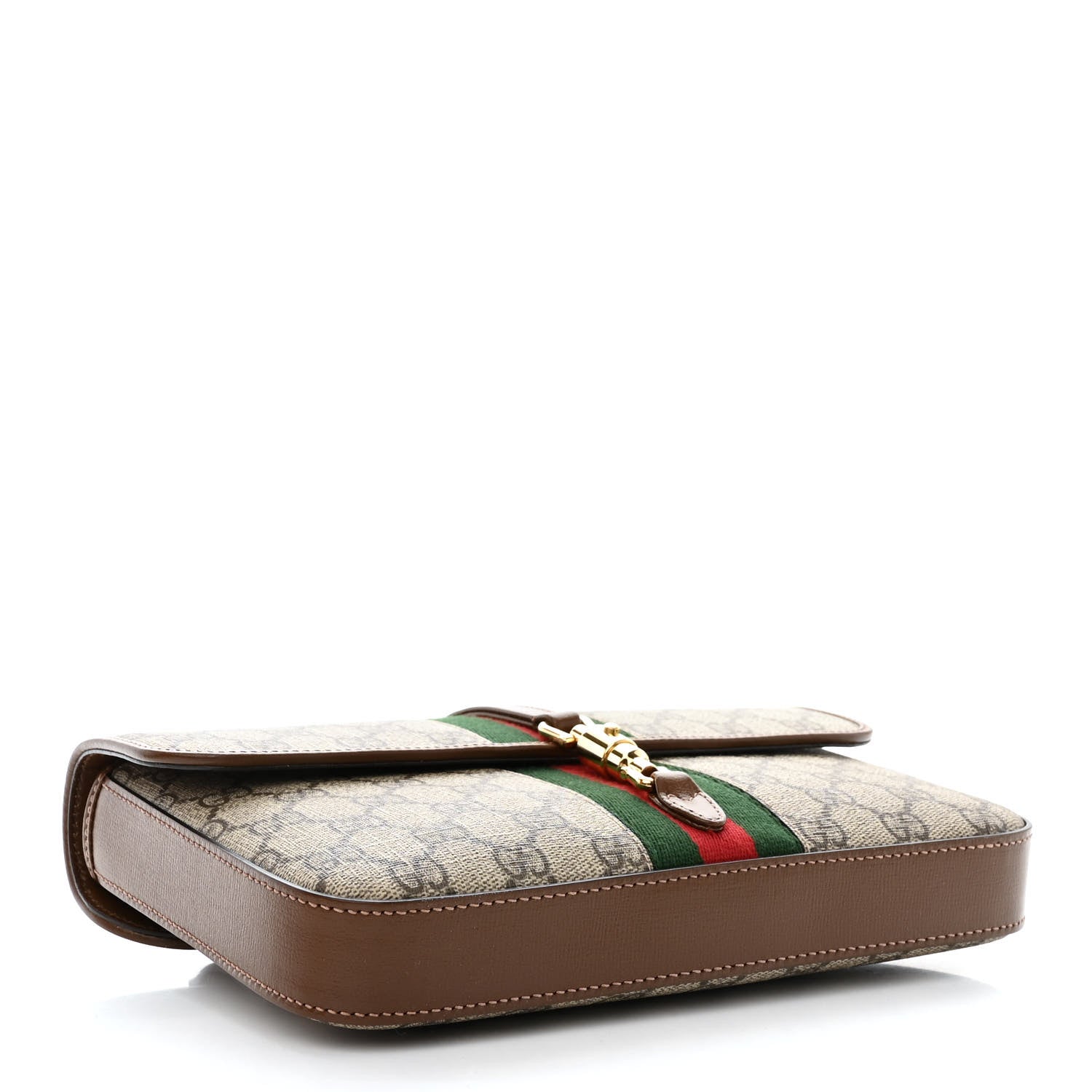 Gucci GG Supreme Monogram Azalea Calfskin Web Jackie 1961 Belt Bag 80 32 Beige Ebony Brown Sugar 4 of 12