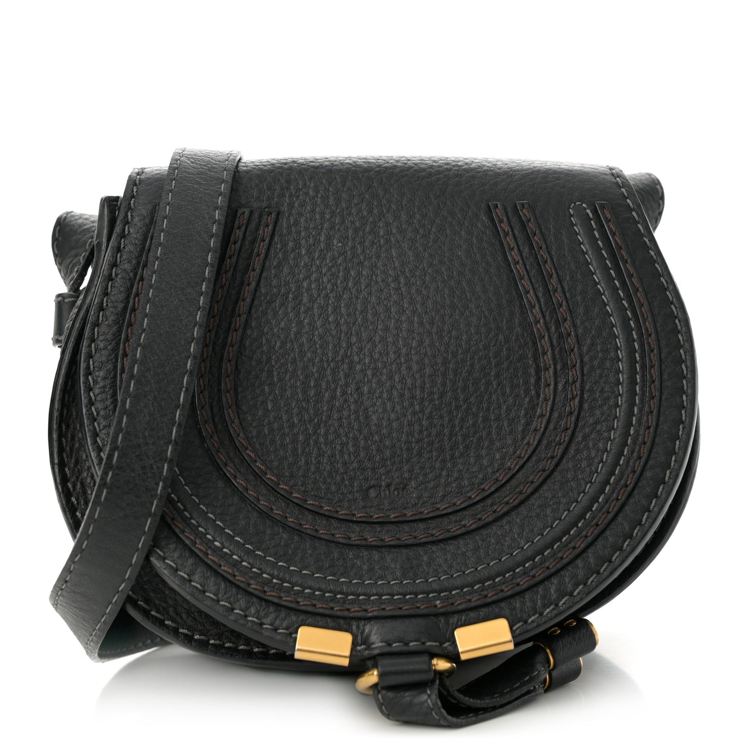 Calfskin Mini Marcie Round Crossbody Bag Black