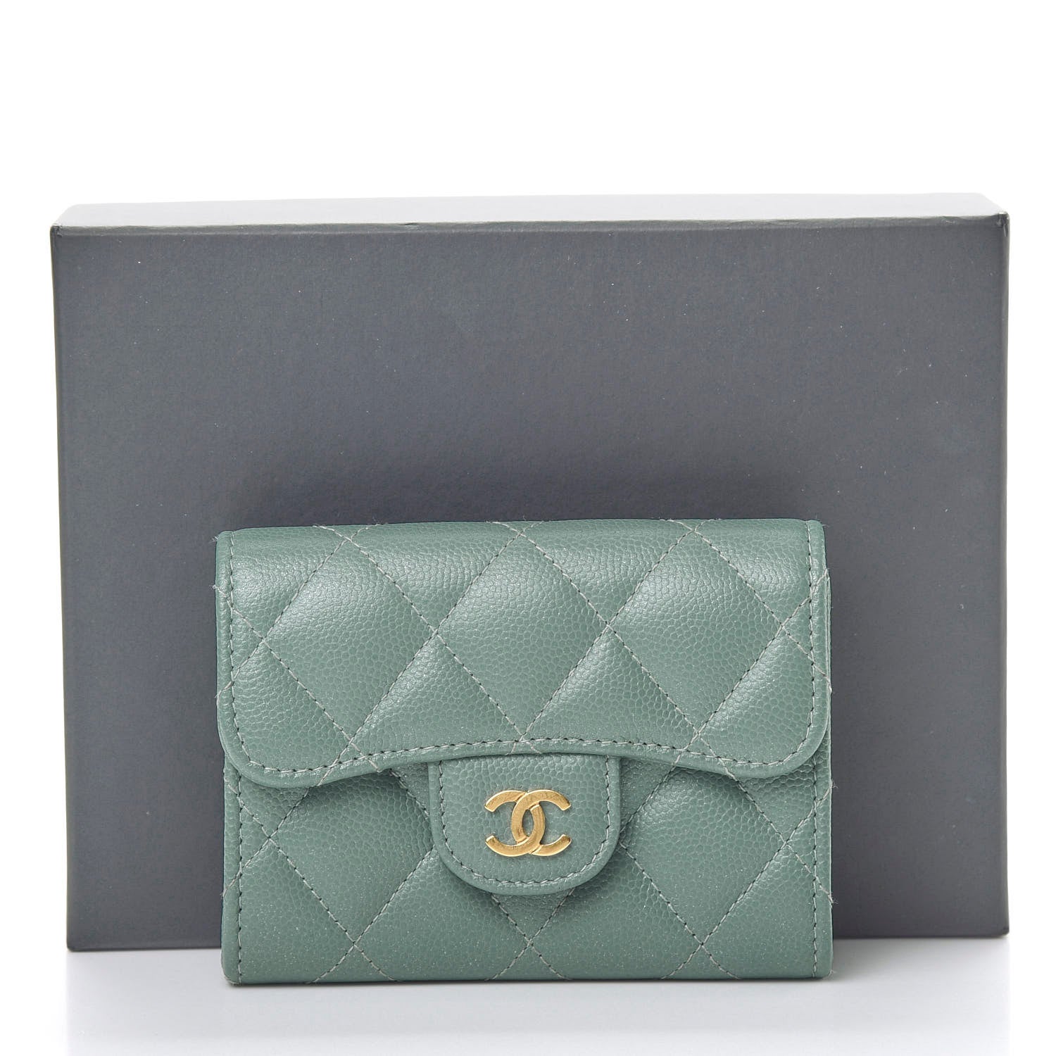 Chanel Iridescent Caviar Quilted Flap Card Holder Wallet Light Blue 9 of 9