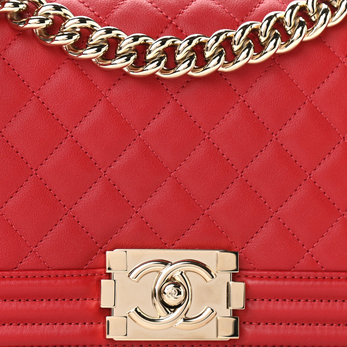 Lambskin Quilted Medium Boy Flap Red