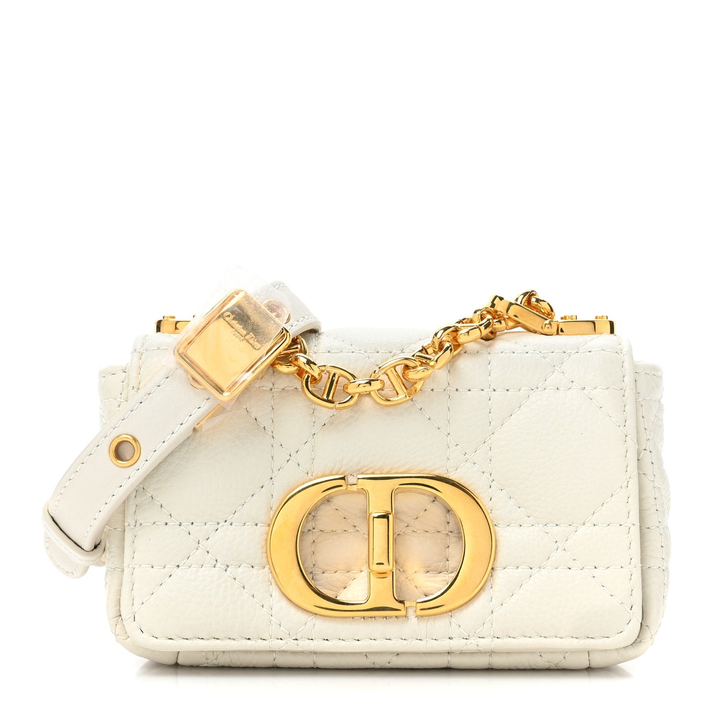 Supple Calfskin Cannage Micro Caro Bag Latte