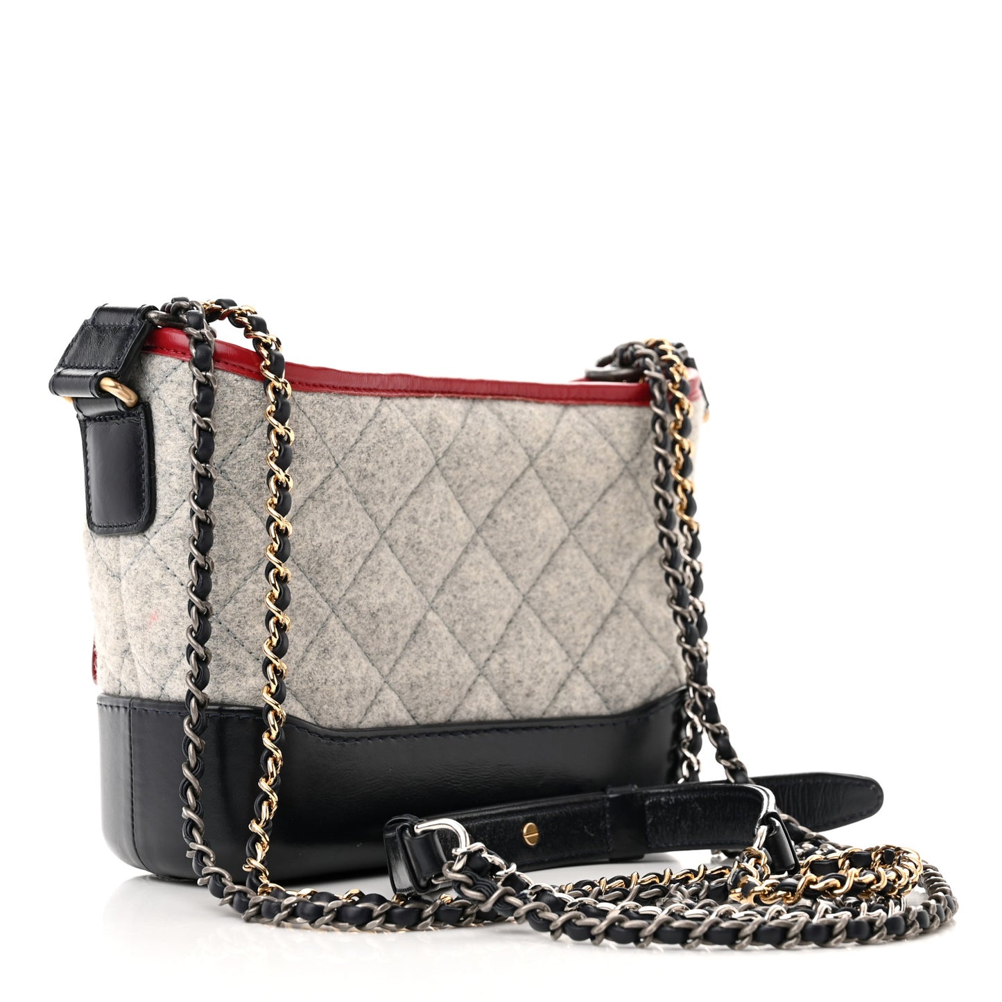 Wool Calfskin Quilted Medium Gabrielle Hobo Navy