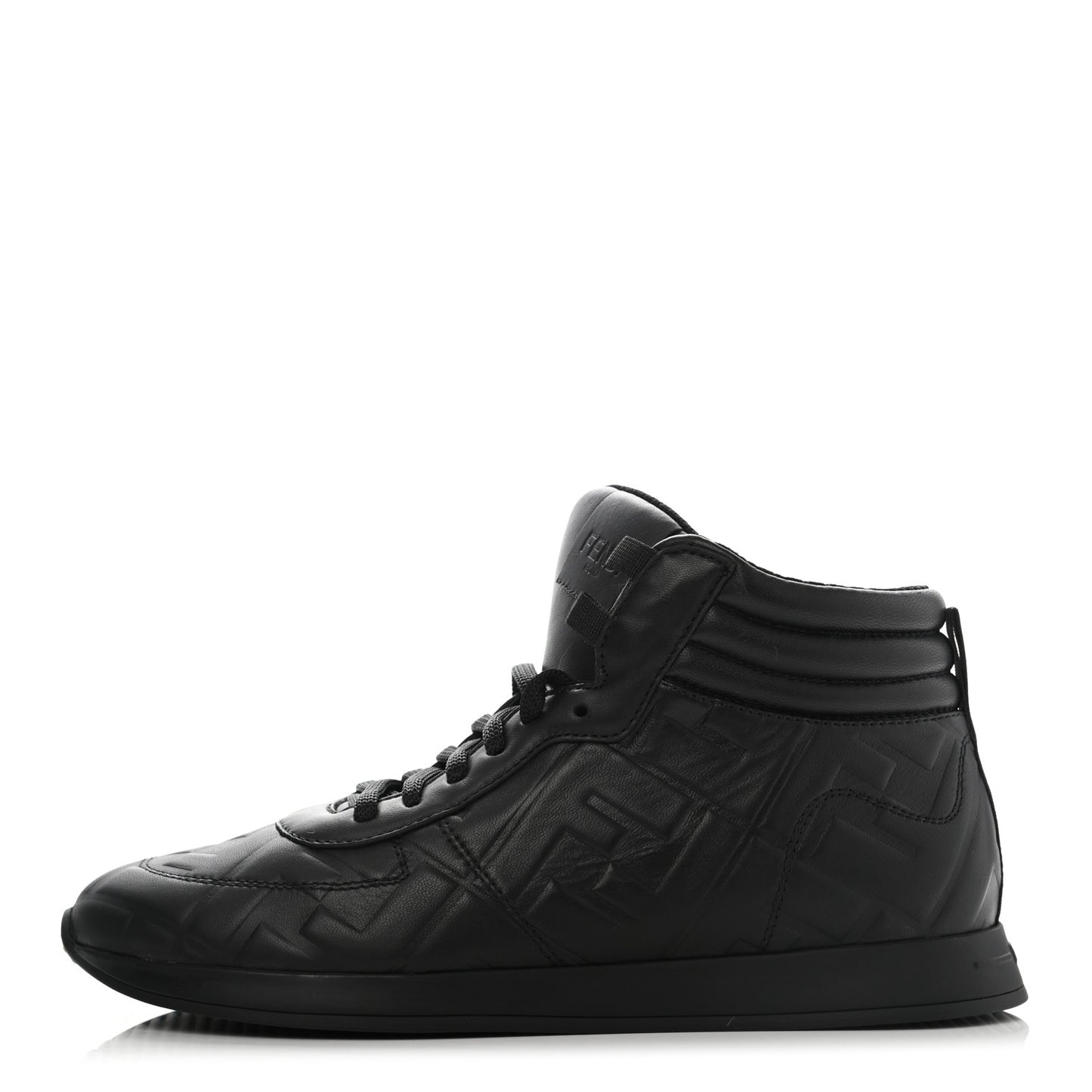 Nappa Macro FF Embossed High Top Sneakers 37 Black