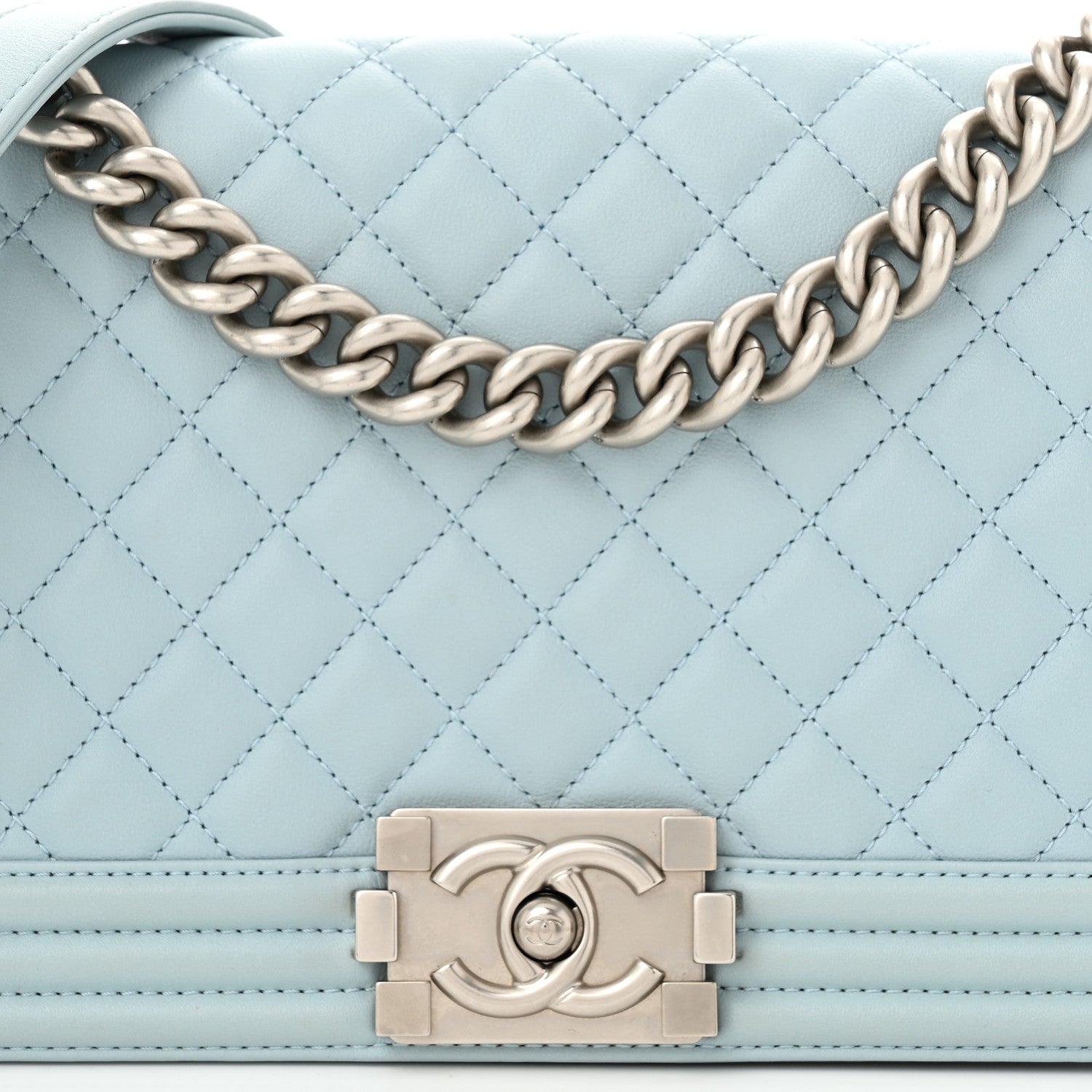Chanel Calfskin Quilted Medium Boy Flap Light Blue 8 of 12