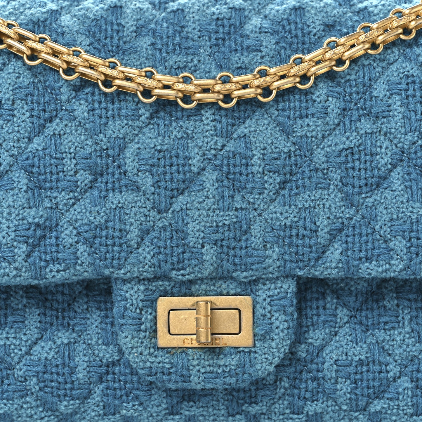 Wool Tweed Quilted 2.55 Reissue 225 Flap Turquoise
