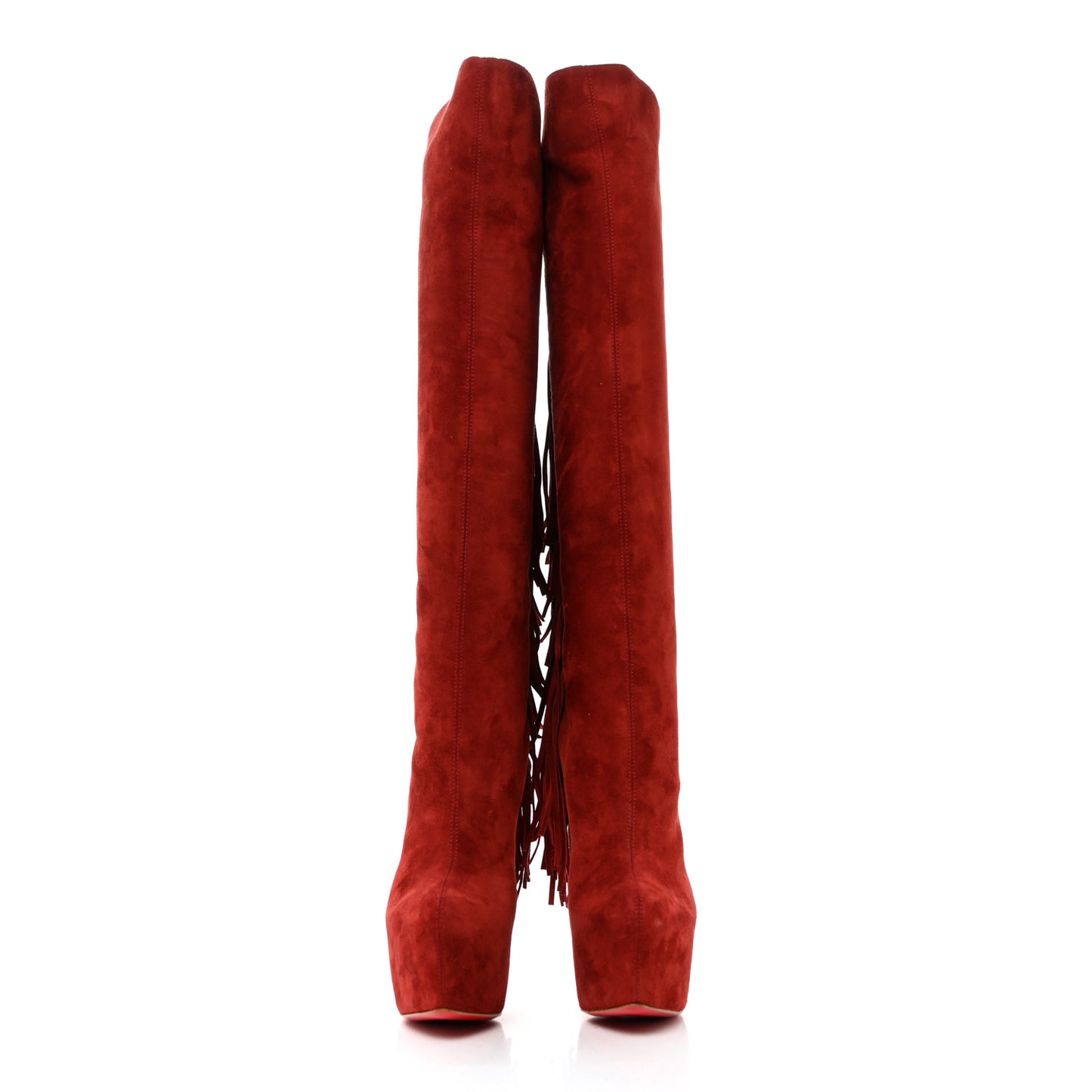 Suede Fringe Interlopa 160 Over The Knee Boots 37.5 Red
