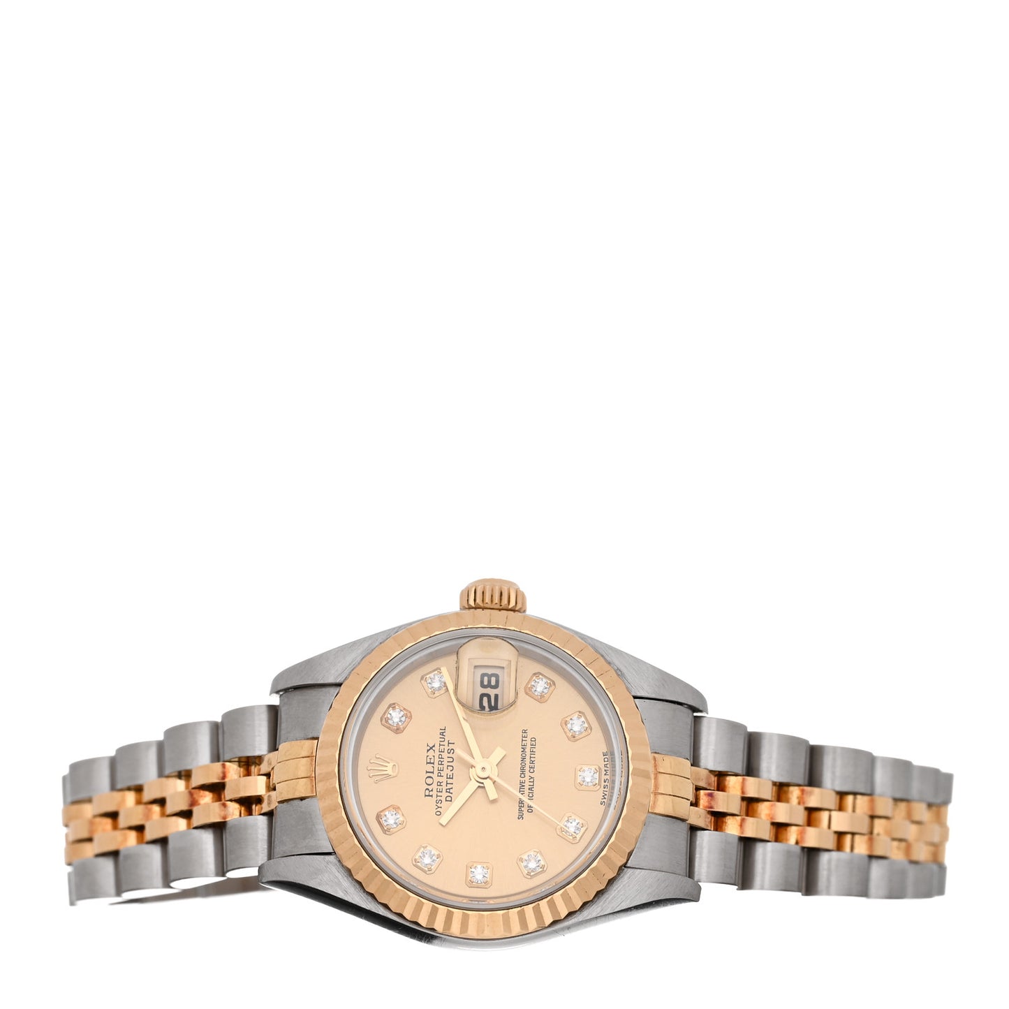 Stainless Steel 18K Yellow Gold Diamond 26mm Oyster Perpetual Datejust Watch Champagne 79173