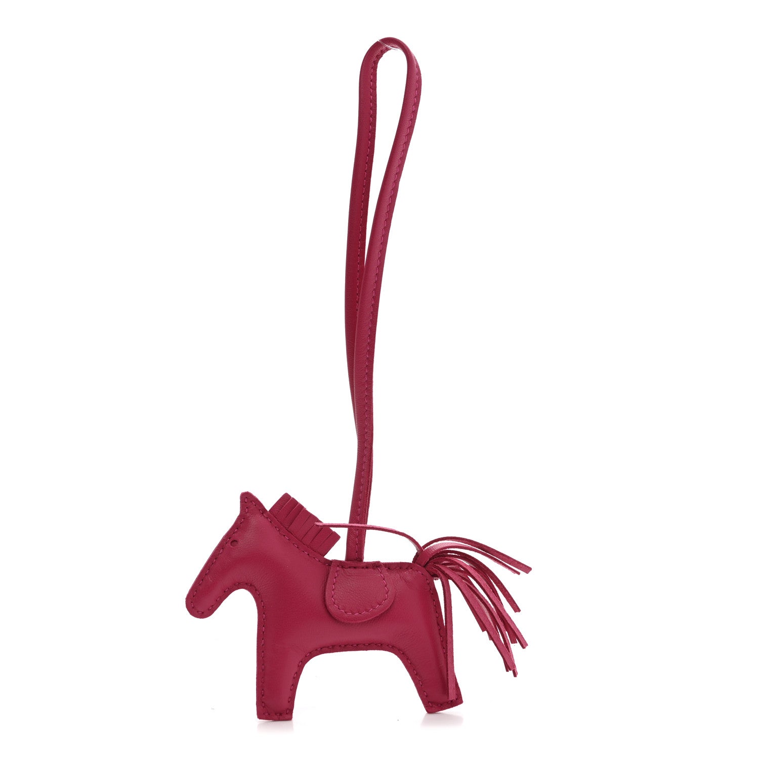 Hermes Milo Lambskin Grigri Rodeo Horse Bag Charm PM Rose Mexico