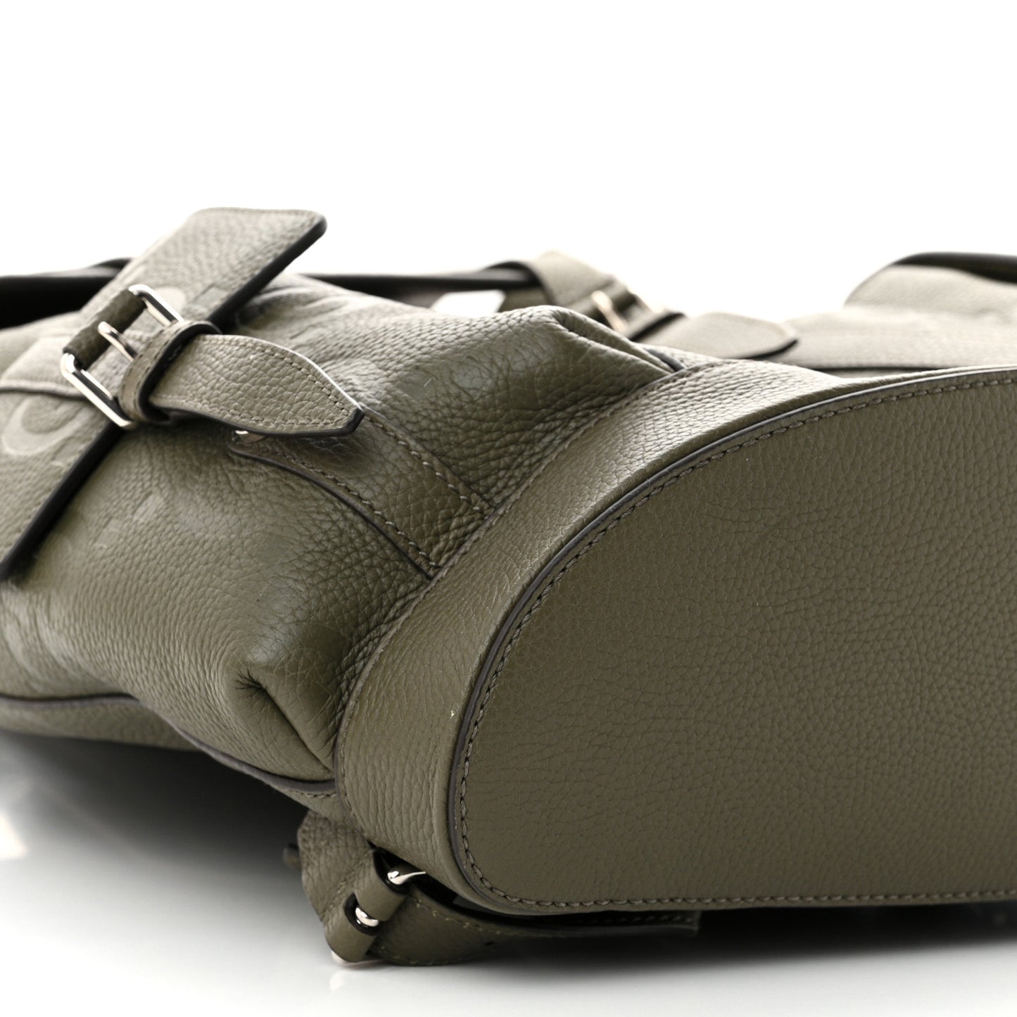 Piuma Calfskin Jumbo GG Embossed Double Buckle Backpack Dark Vintage Olive
