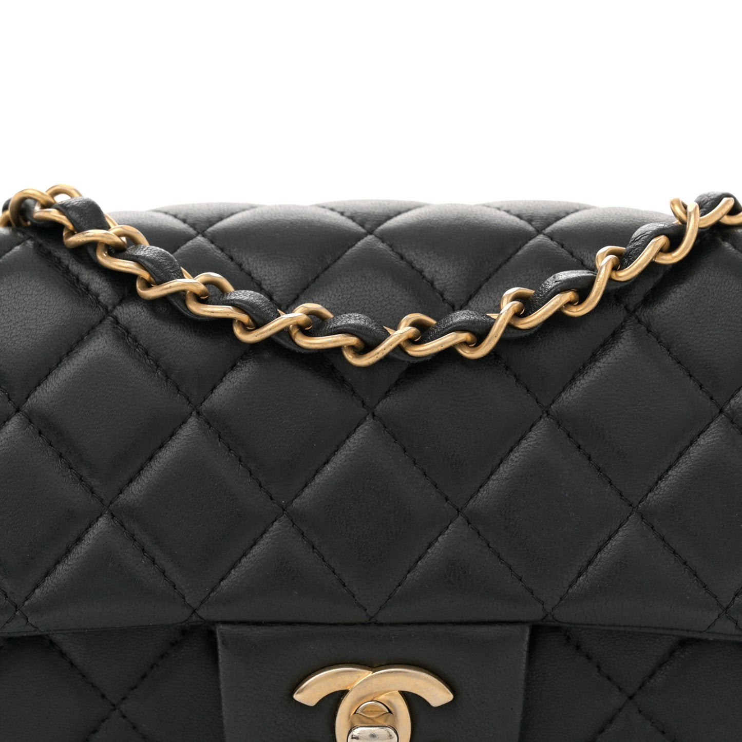 Lambskin Quilted Mini Rectangular Flap Black