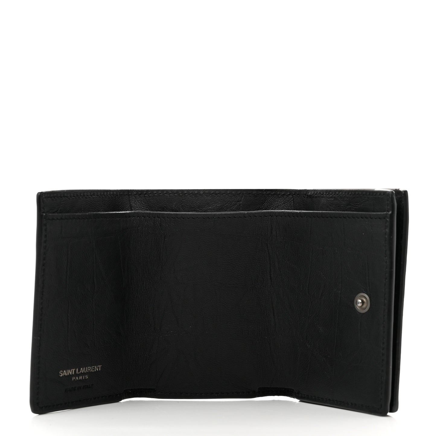 Calfskin Crocodile Embossed Monogram Compact Tri Fold Black