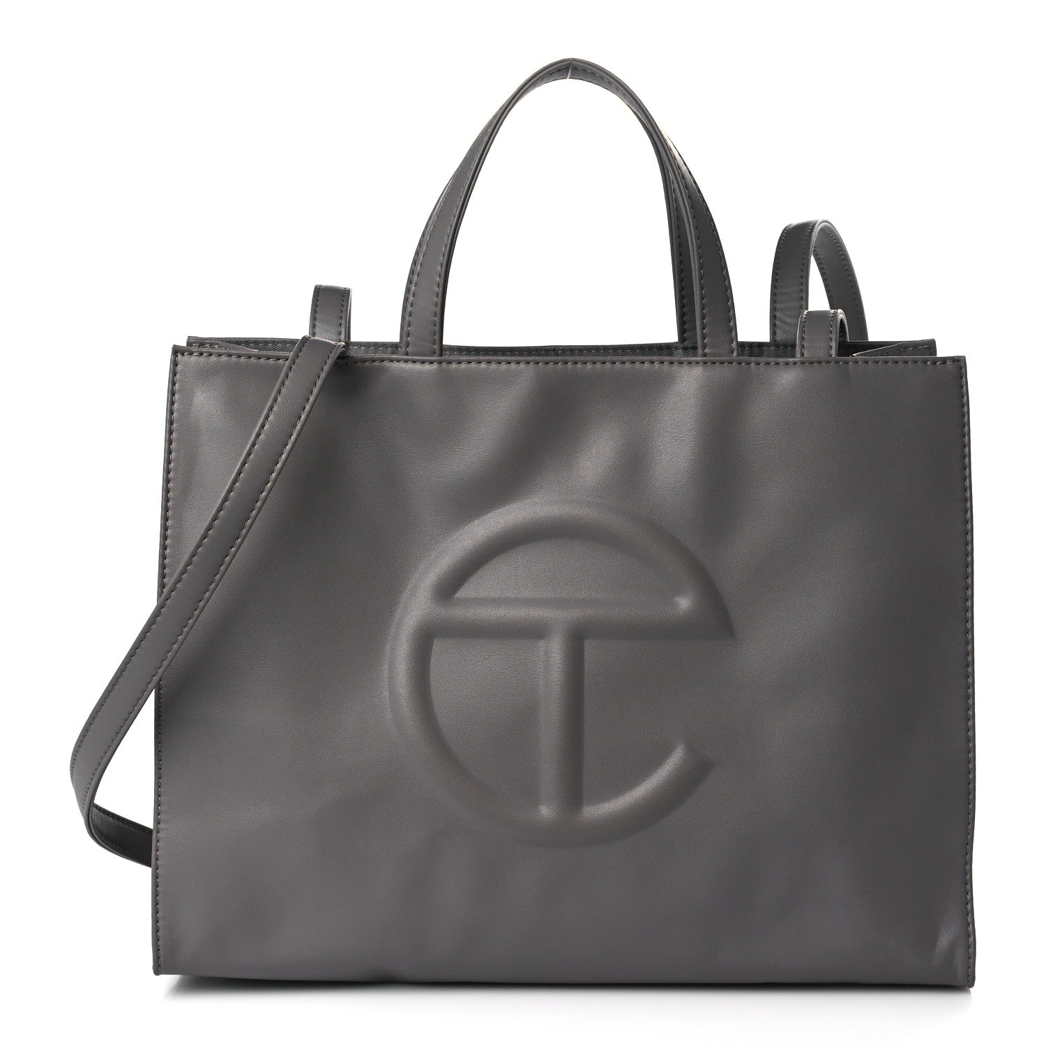 Telfar Vegan Leather Medium Shopping Bag Grey 1 of 8