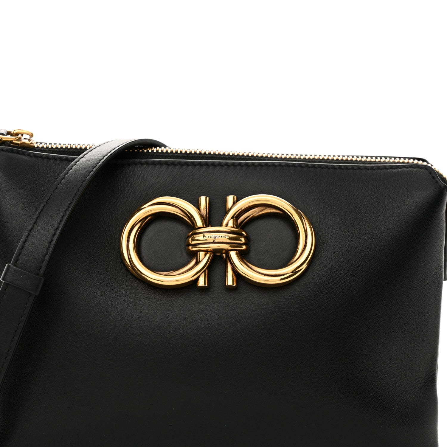 Salvatore Ferragamo Calfskin Trapezio Shoulder Bag Black 7 of 9