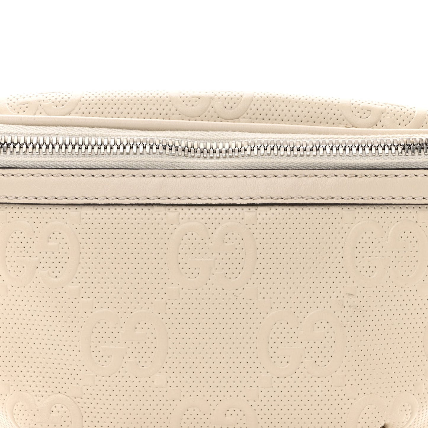 Calfskin GG Tennis Embossed Belt Bag Mystic White