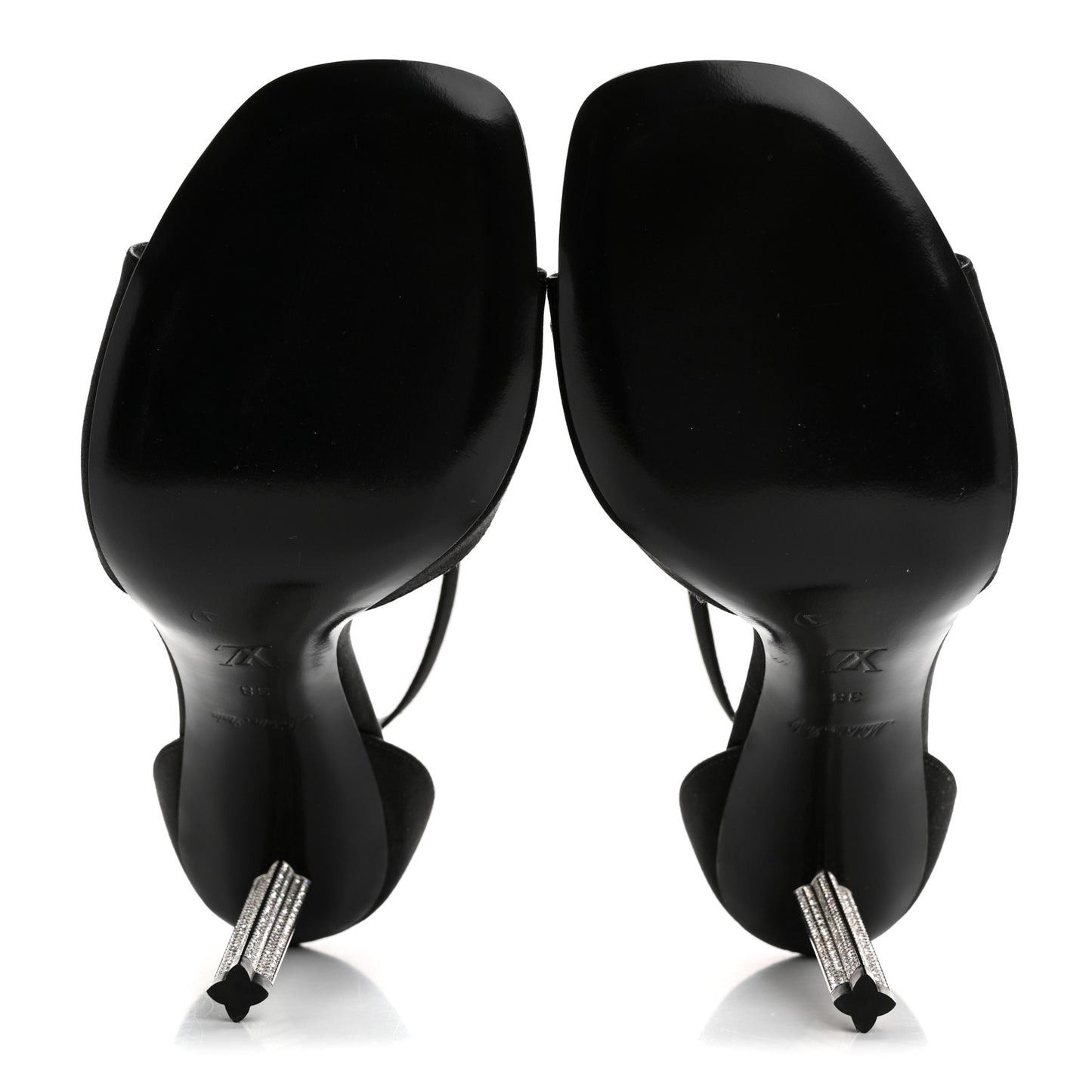 Satin Crystal Diva Sandal 38 Black