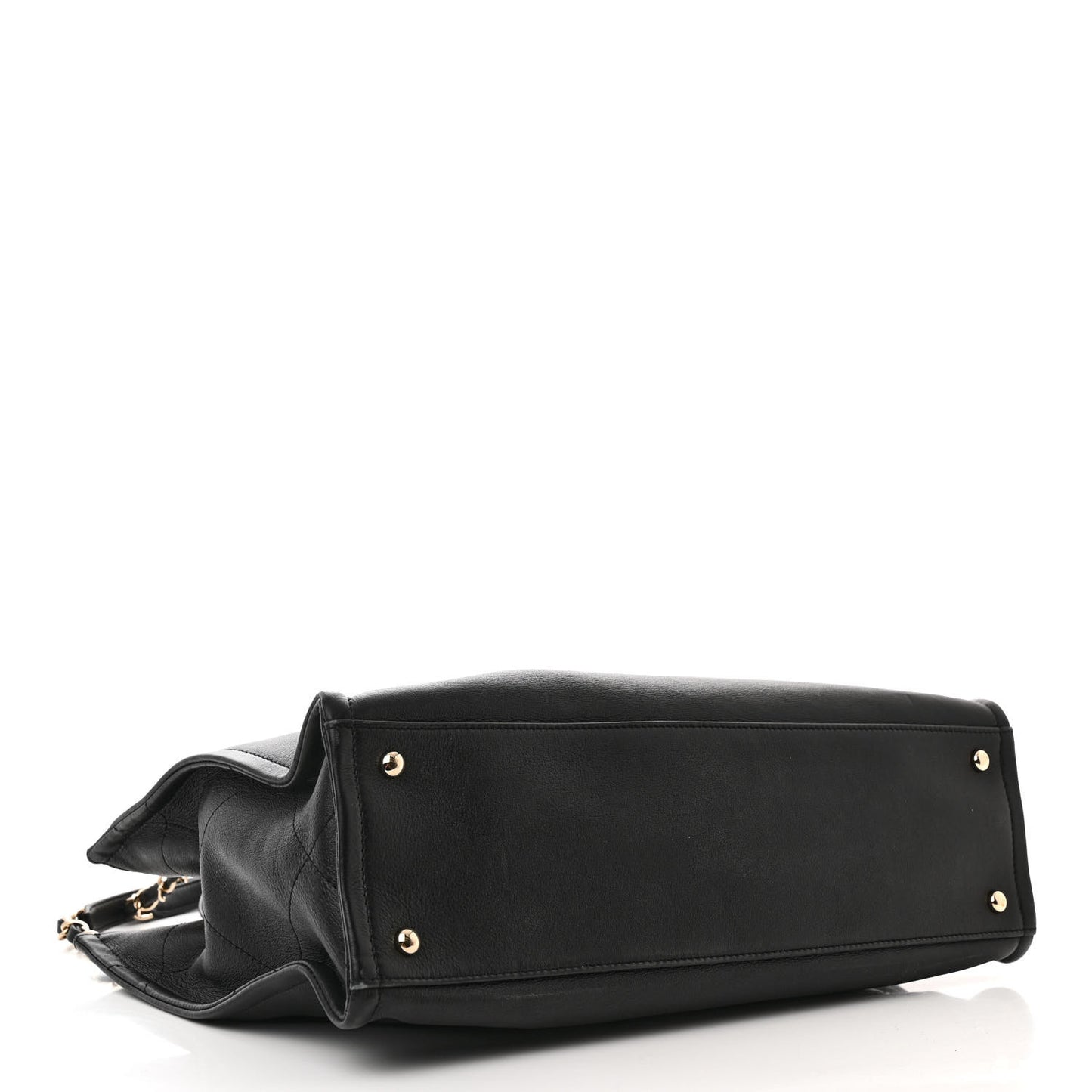 Calfskin CC Zipped Shopping Tote Black