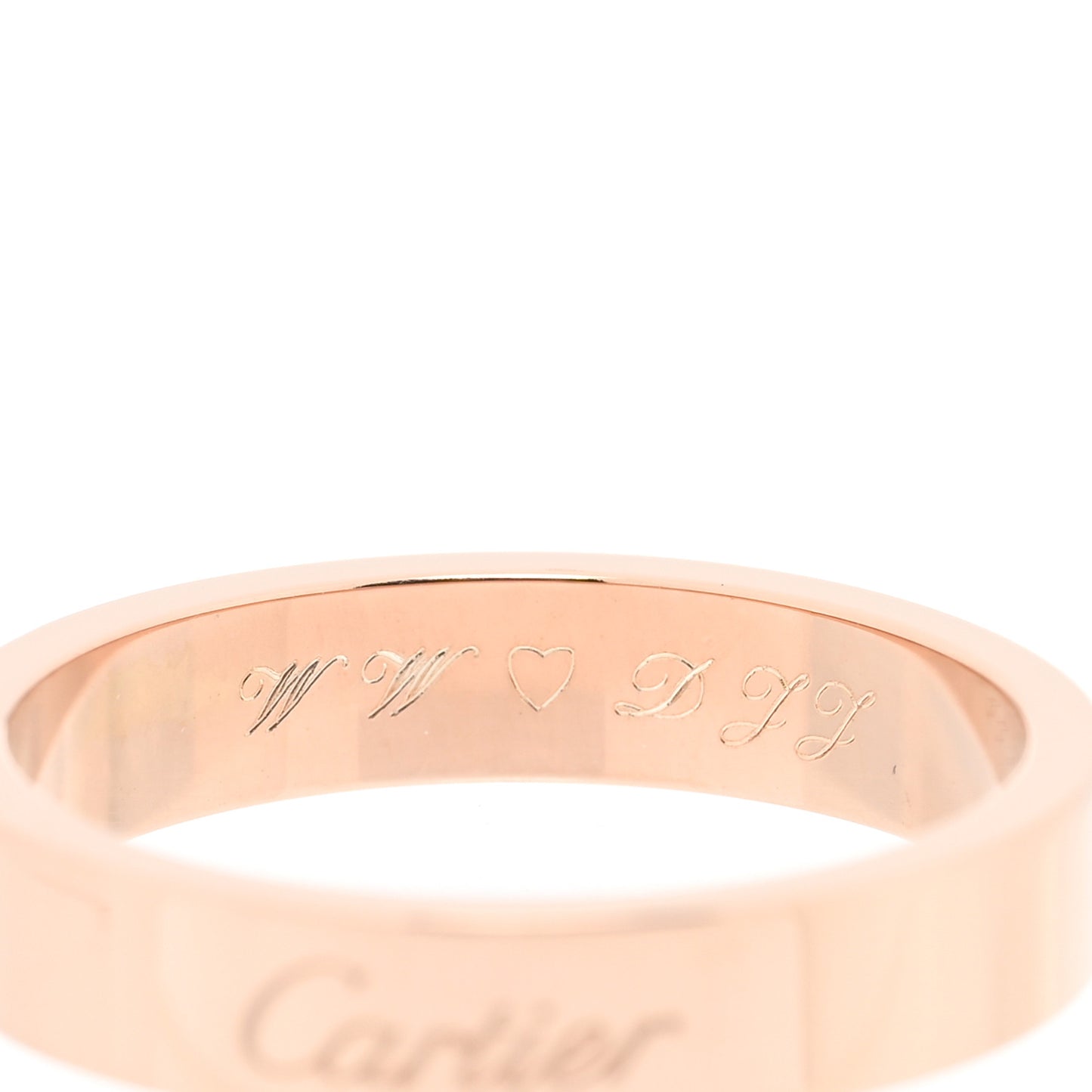 18K Pink Gold 4mm C De Cartier Wedding Band Ring 56 7.75
