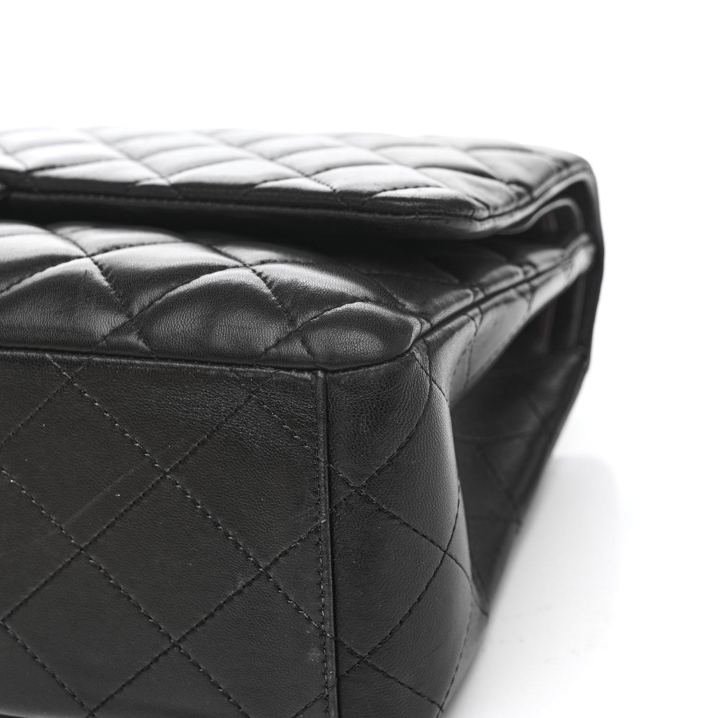 Lambskin Quilted Maxi Double Flap Black