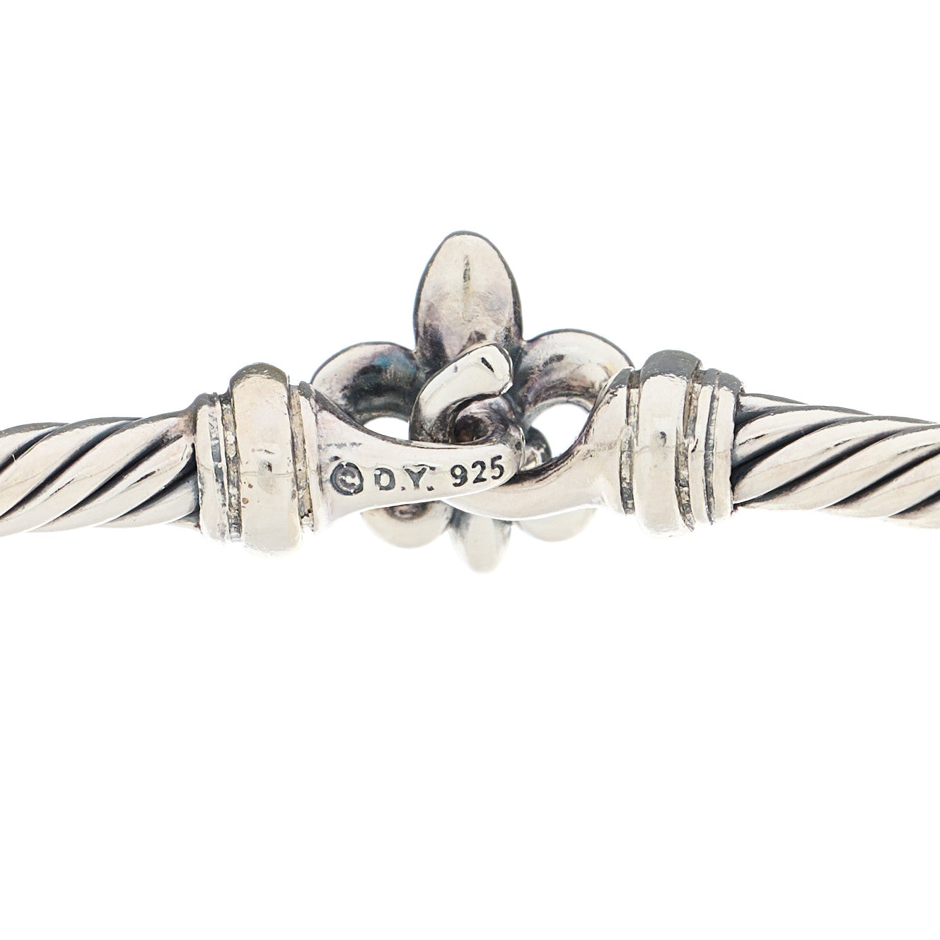 Sterling Silver 18K Yellow Gold 3mm Cable Collectibles Fleur De Lis Bracelet