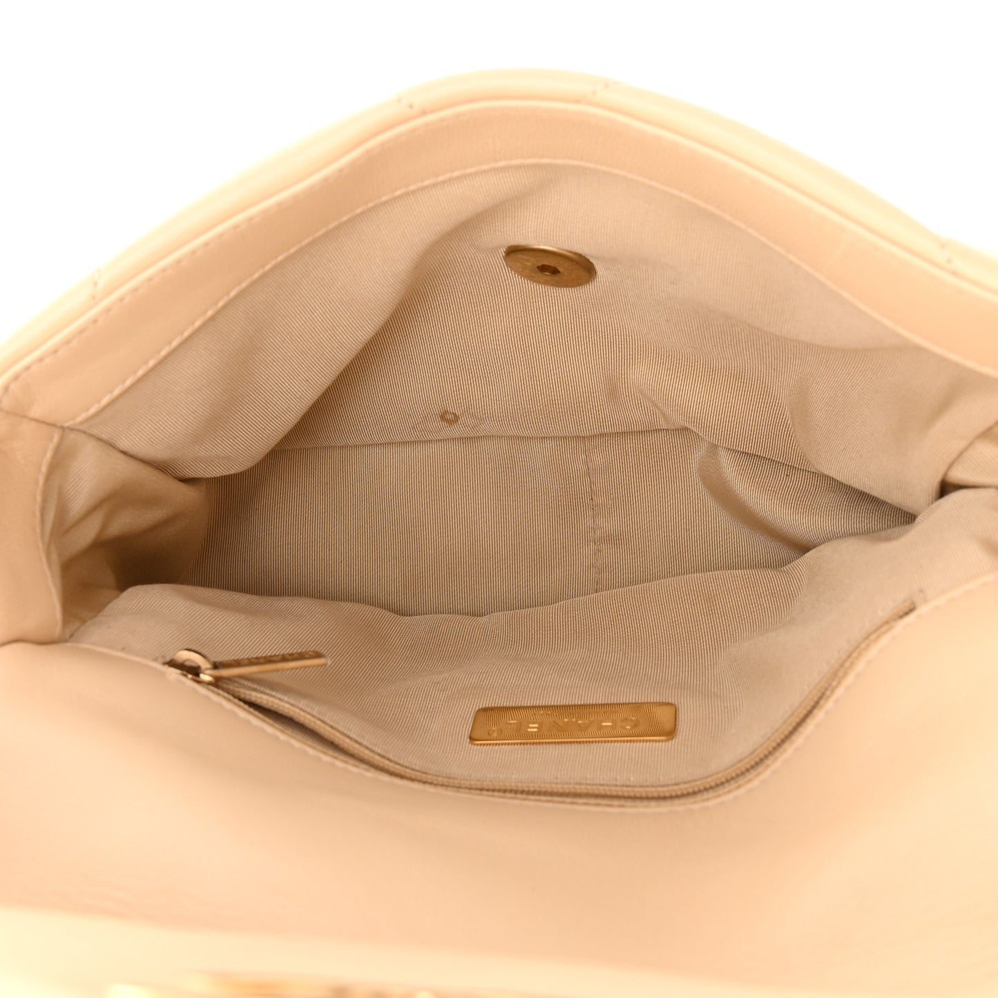 Goatskin Quilted Medium Chanel 19 Flap Beige