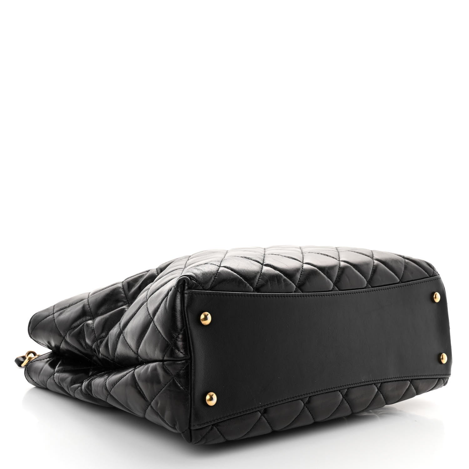 Chanel Glazed Calfskin Quilted Gold Bar Tote Black 4 of 10