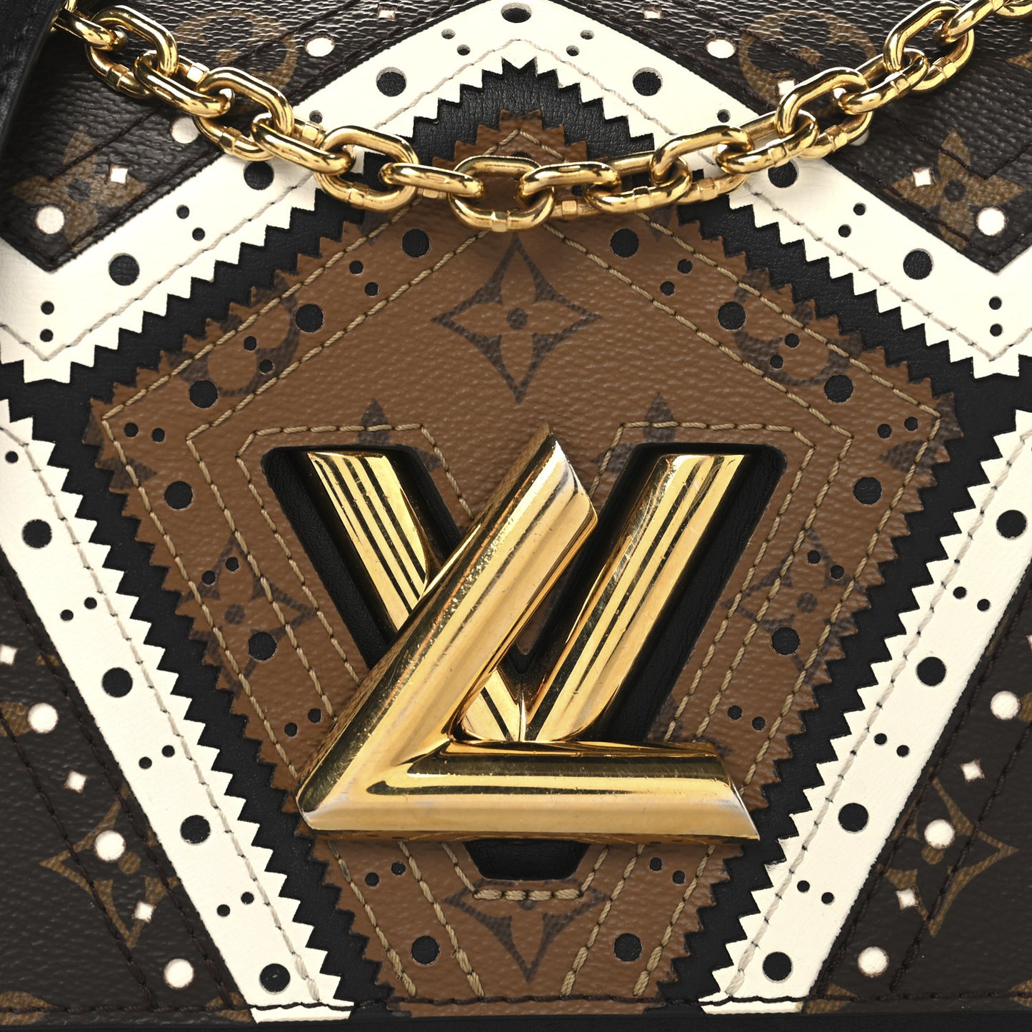 Veau Satin Monogram Twist Shoulder Bag MM Black