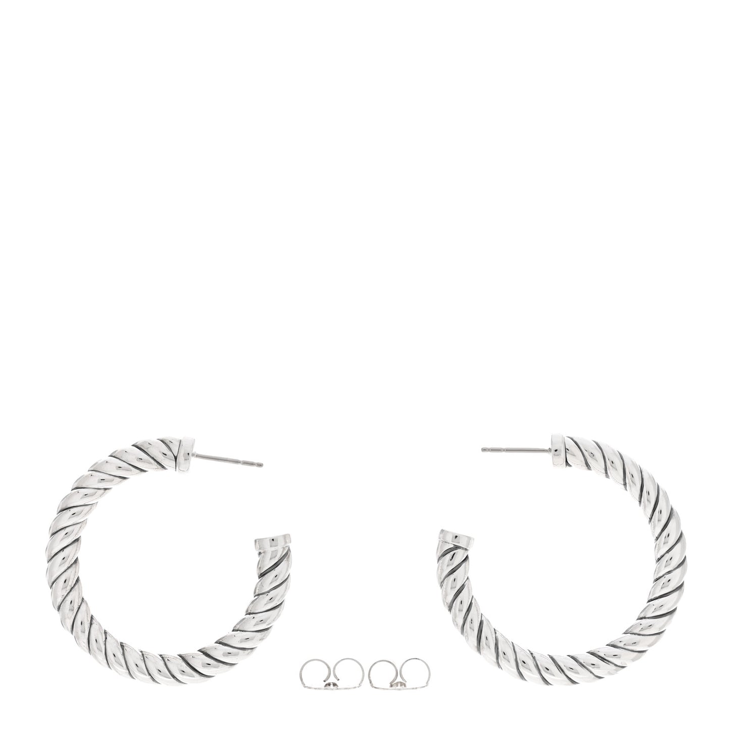 Sterling Silver Sculpted Cable Hoop Earrings