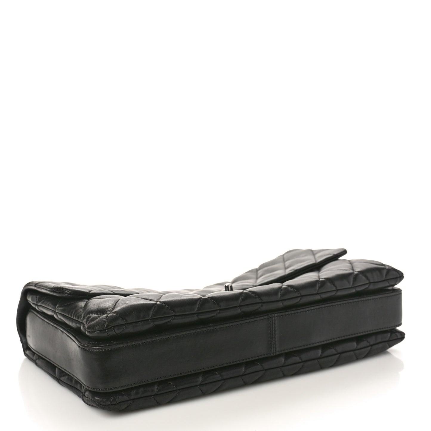 Lambskin Quilted Maxi 3 Flap Black