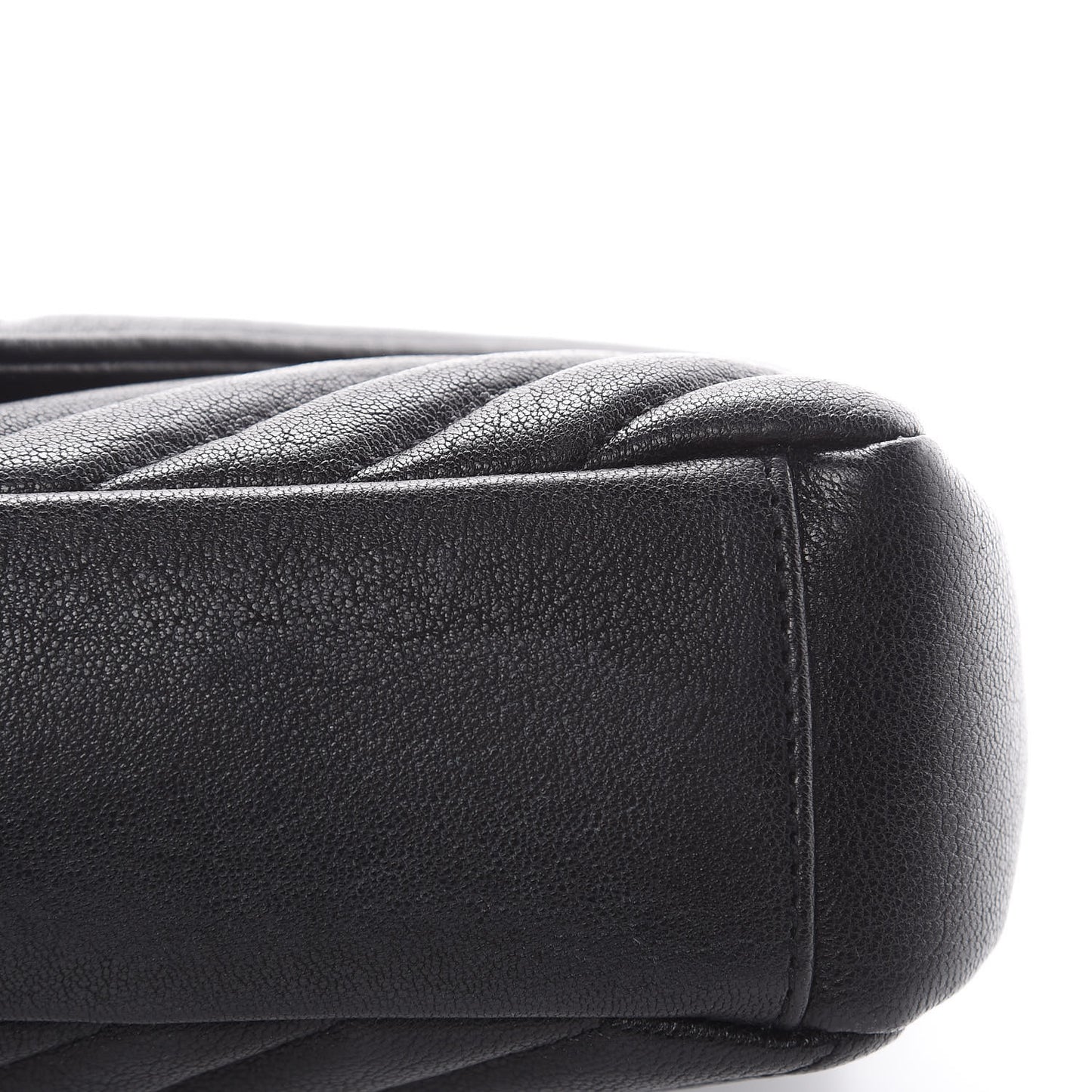 Sheepskin Matelasse Chevron Monogram Monochrome Medium College Bag Black