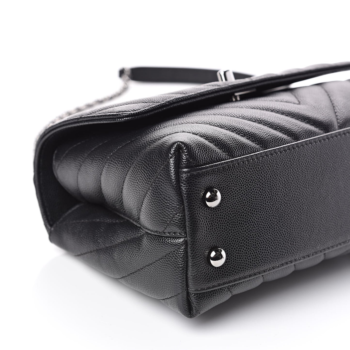 Caviar Chevron Quilted Mini Coco Handle Flap Black
