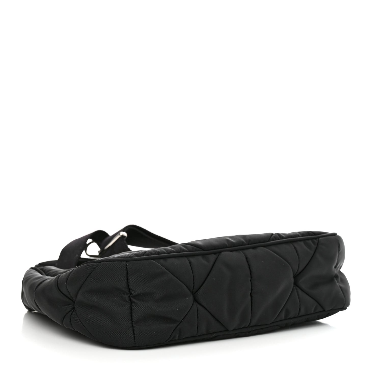 Re-Nylon Triangle Padded Patchwork Shoulder Bag Black