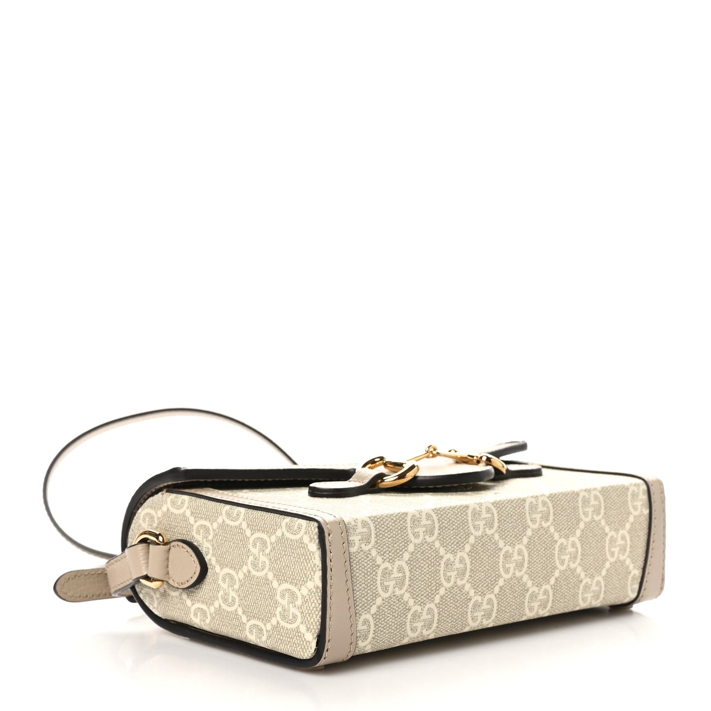 GG Supreme Monogram Textured Dollar Calfskin Mini Horsebit 1955 Shoulder Bag Beige Mystic White Oatmeal