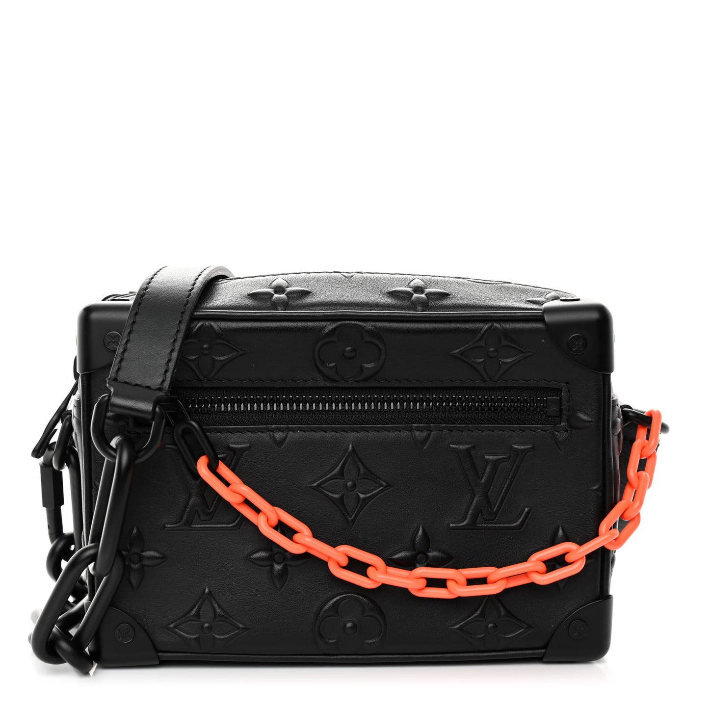 Calfskin Debossed Monogram Solar Ray Mini Soft Trunk Black