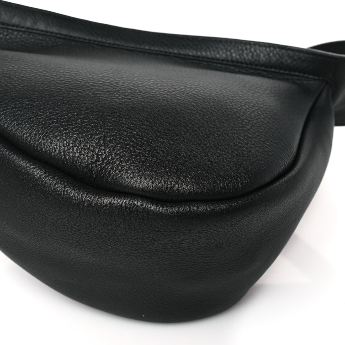 Grained Calfskin Small Slouchy Banana Bag Black