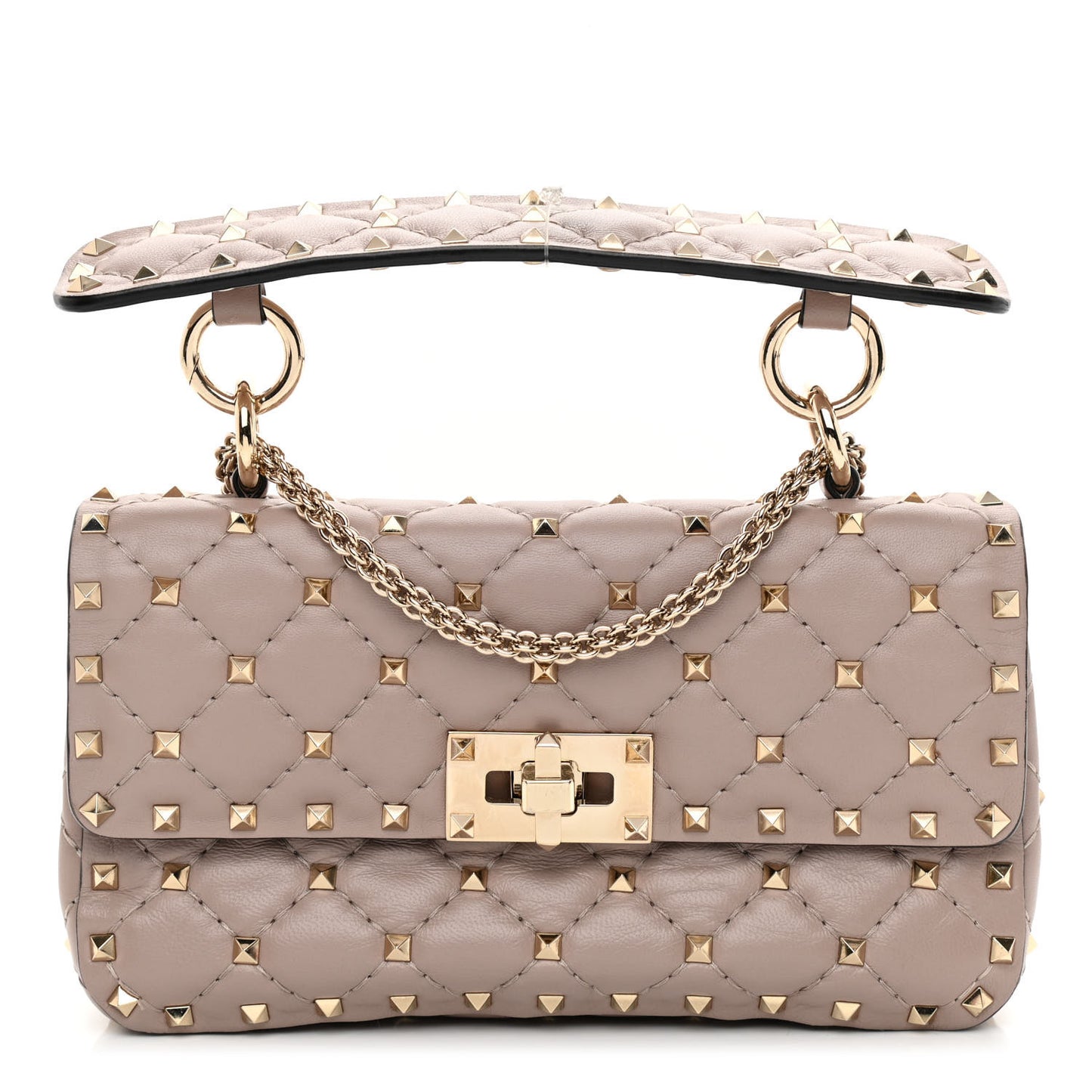 Nappa Small Rockstud Spike Shoulder Bag Poudre